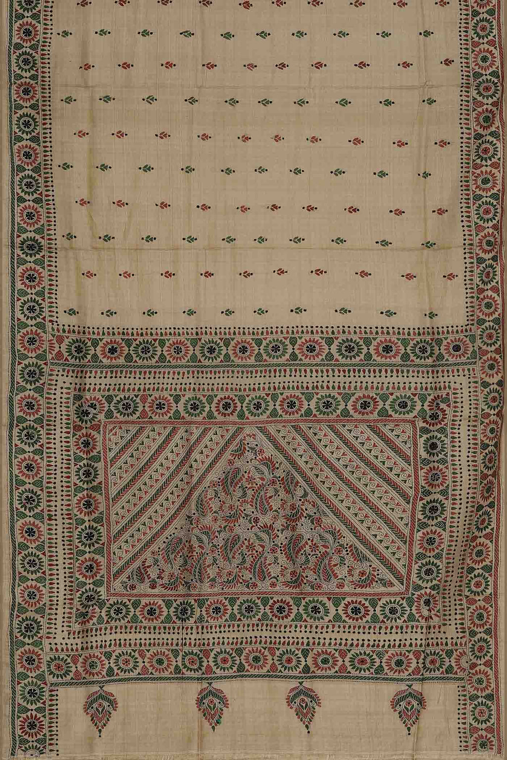 Beige Bhagalpuri Tussar Silk Saree