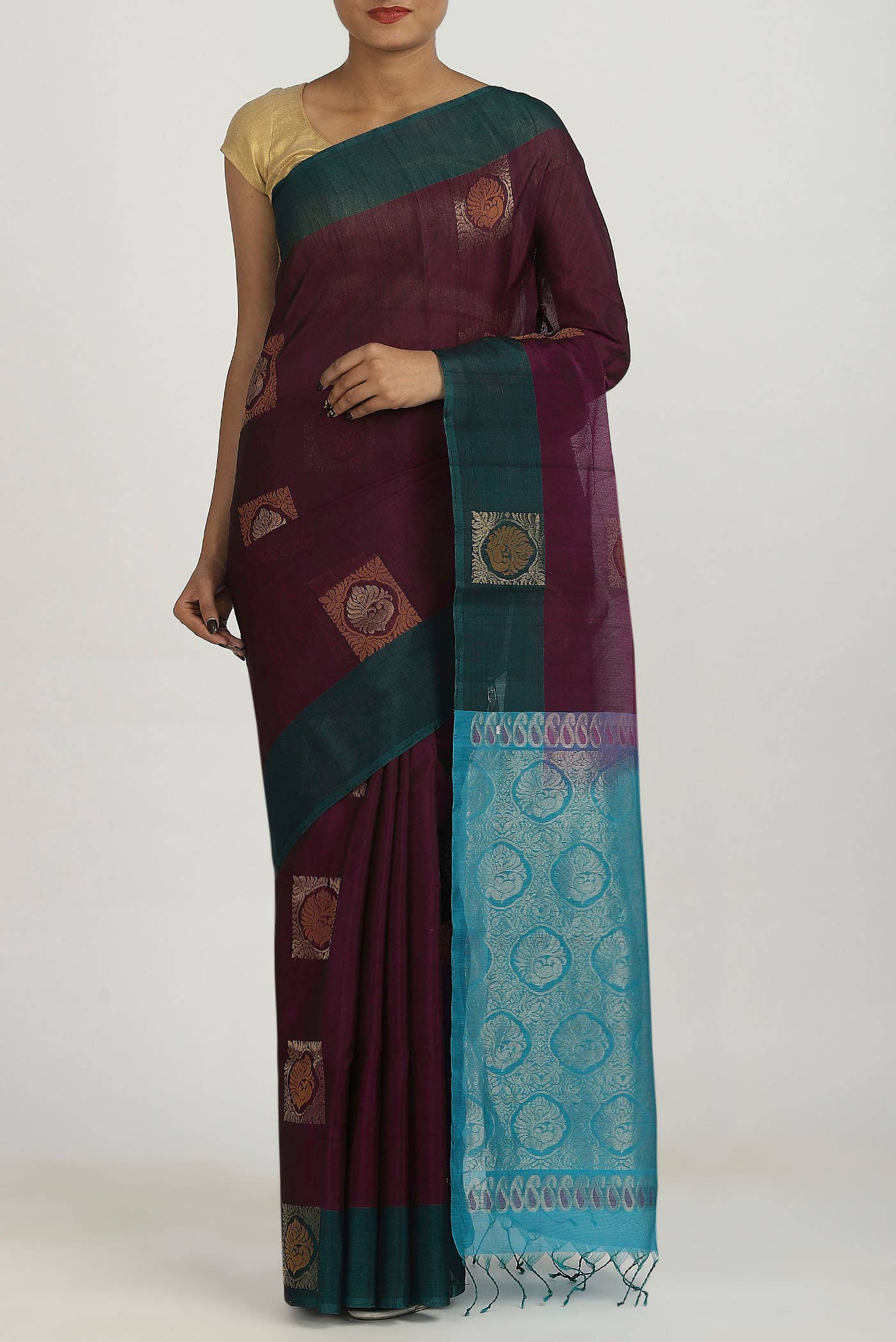 Purple Silk Cotton Saree