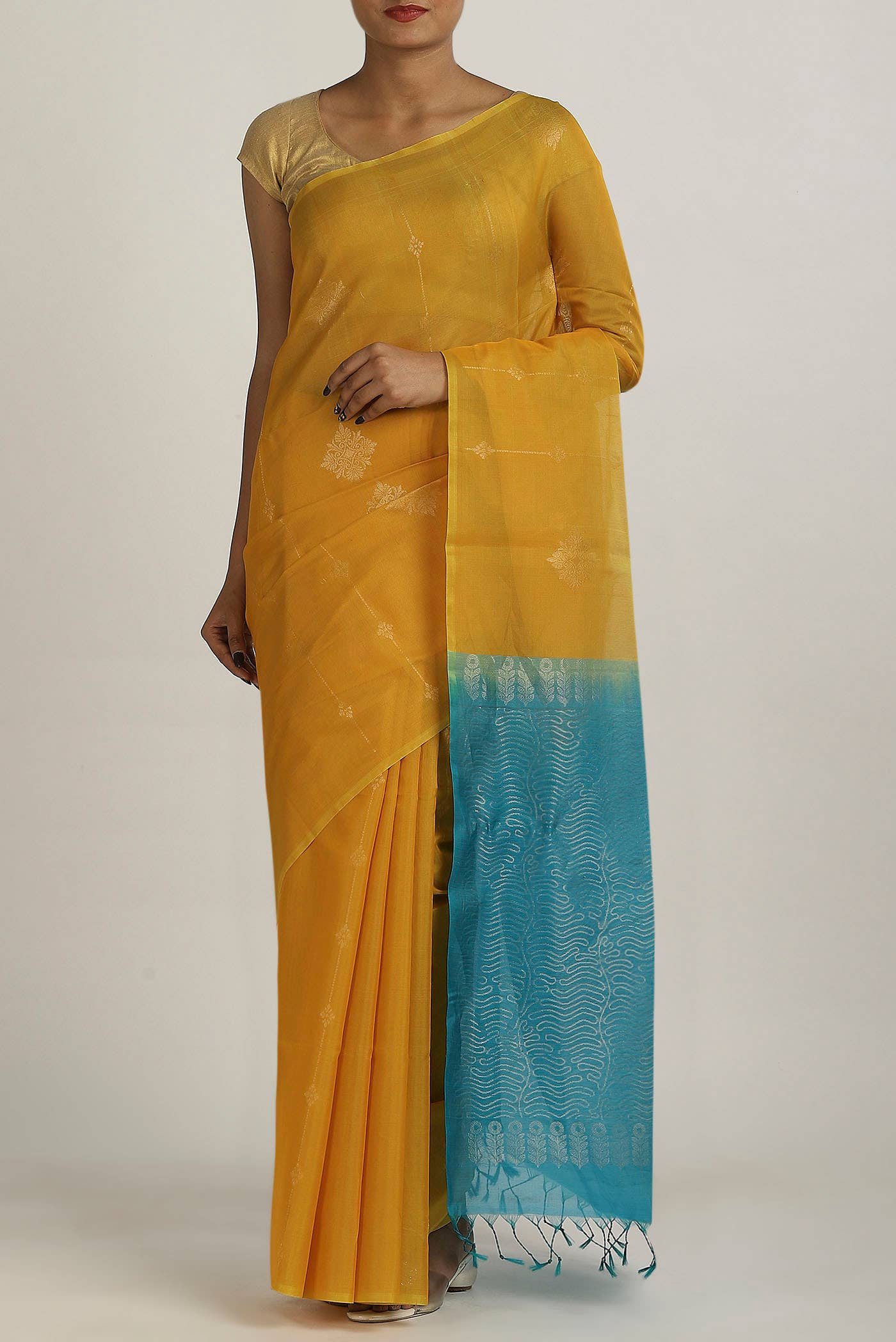 Yellow Silk Cotton Saree