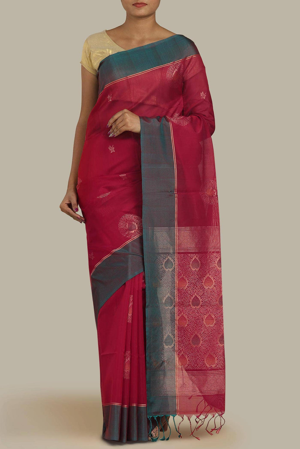 Red Silk Cotton Saree