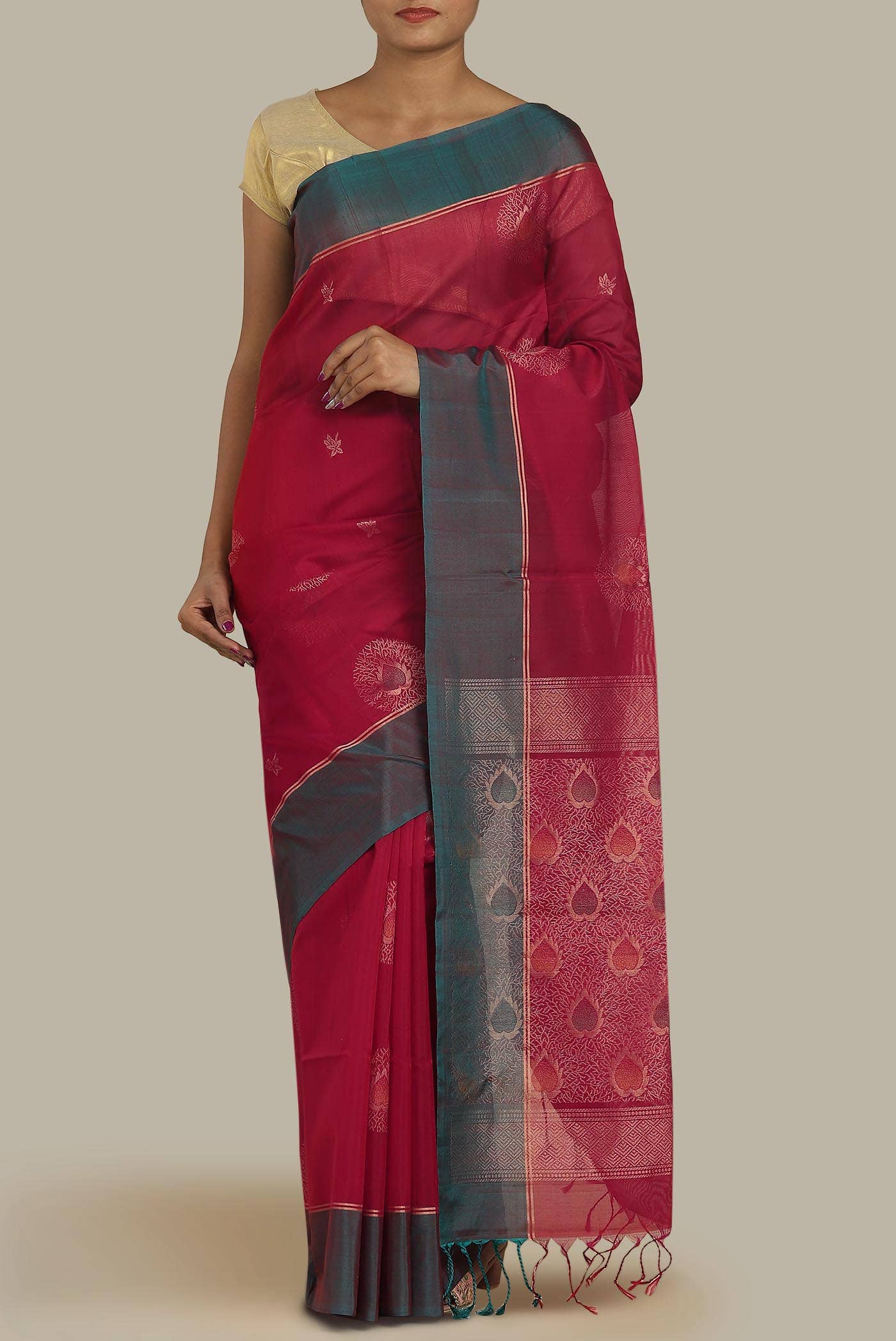 Red Silk Cotton Saree