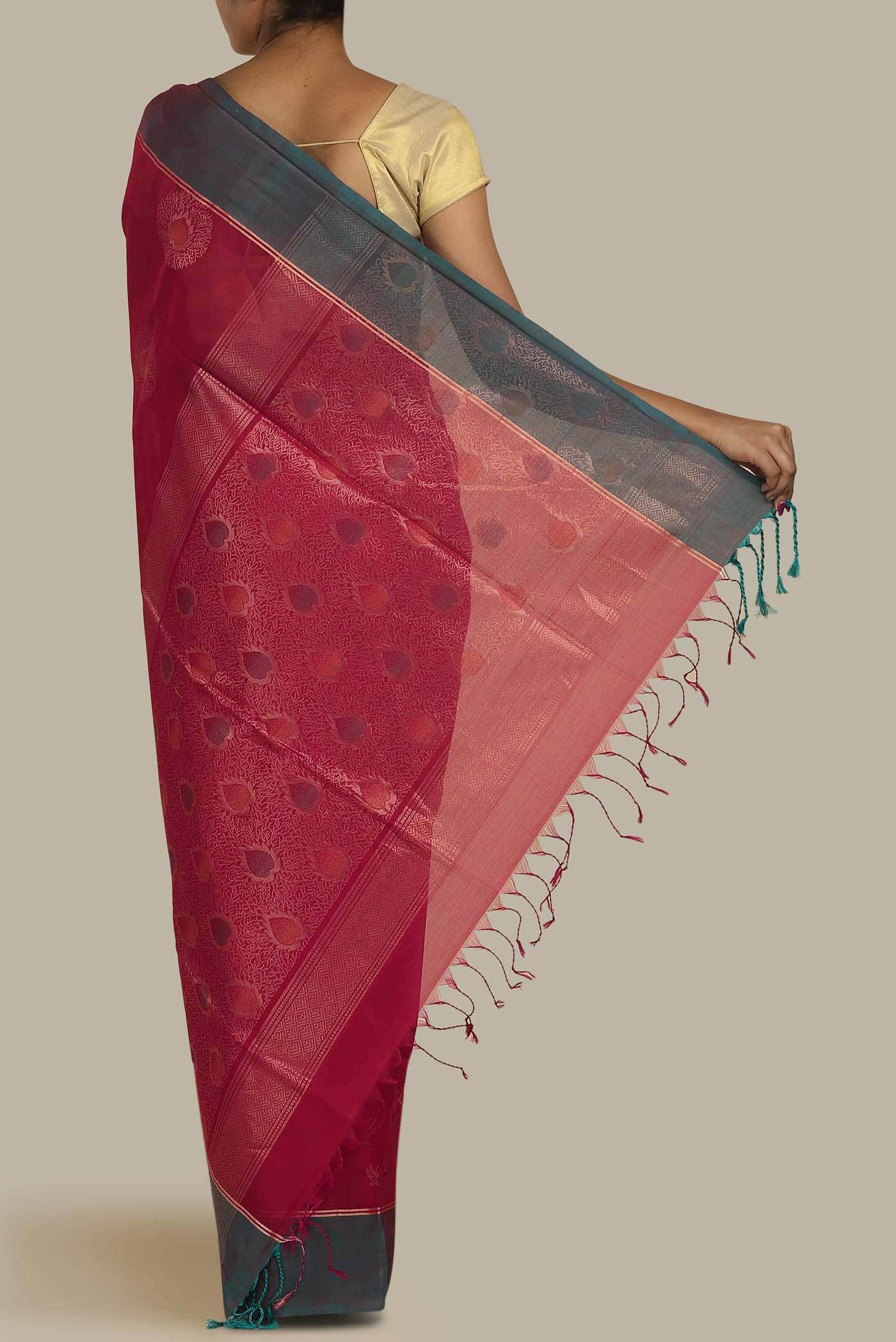 Red Silk Cotton Saree
