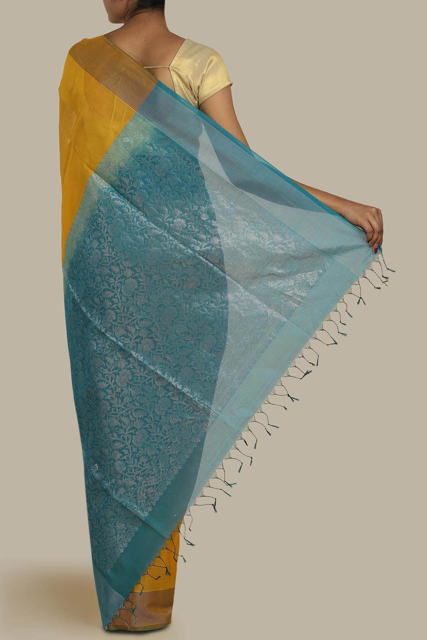 Yellow Silk Cotton Saree
