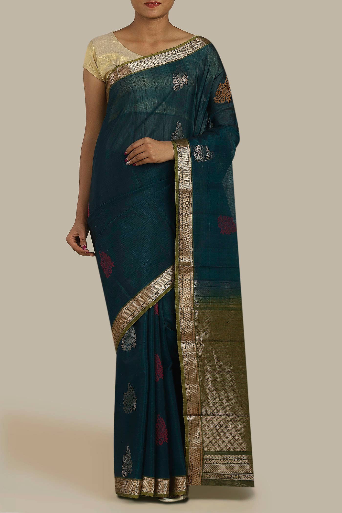 Blue Silk Cotton Saree