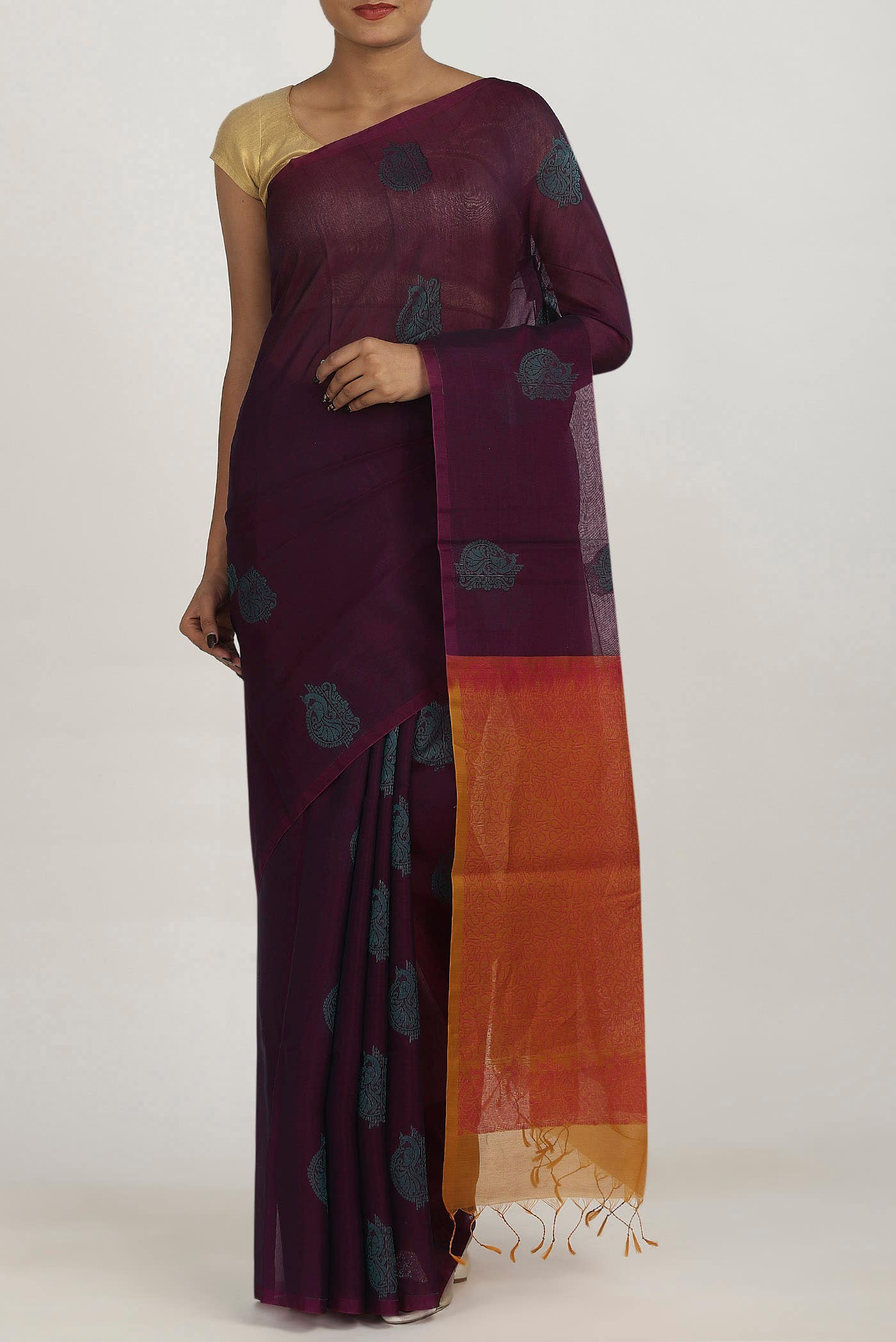 Purple Silk Cotton Saree