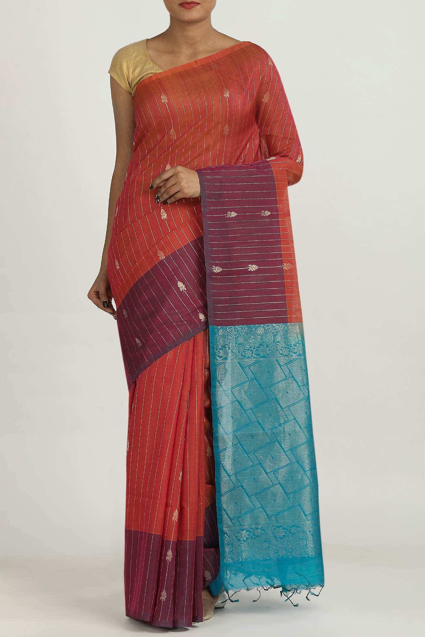 Red Silk Cotton Saree