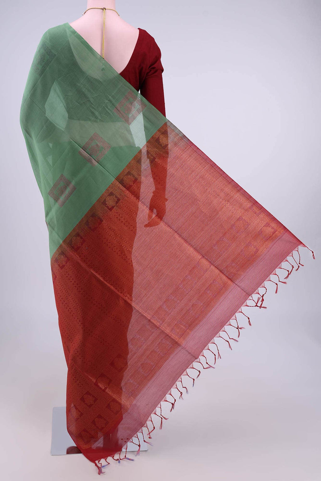 Sea Green Kora Cotton Saree