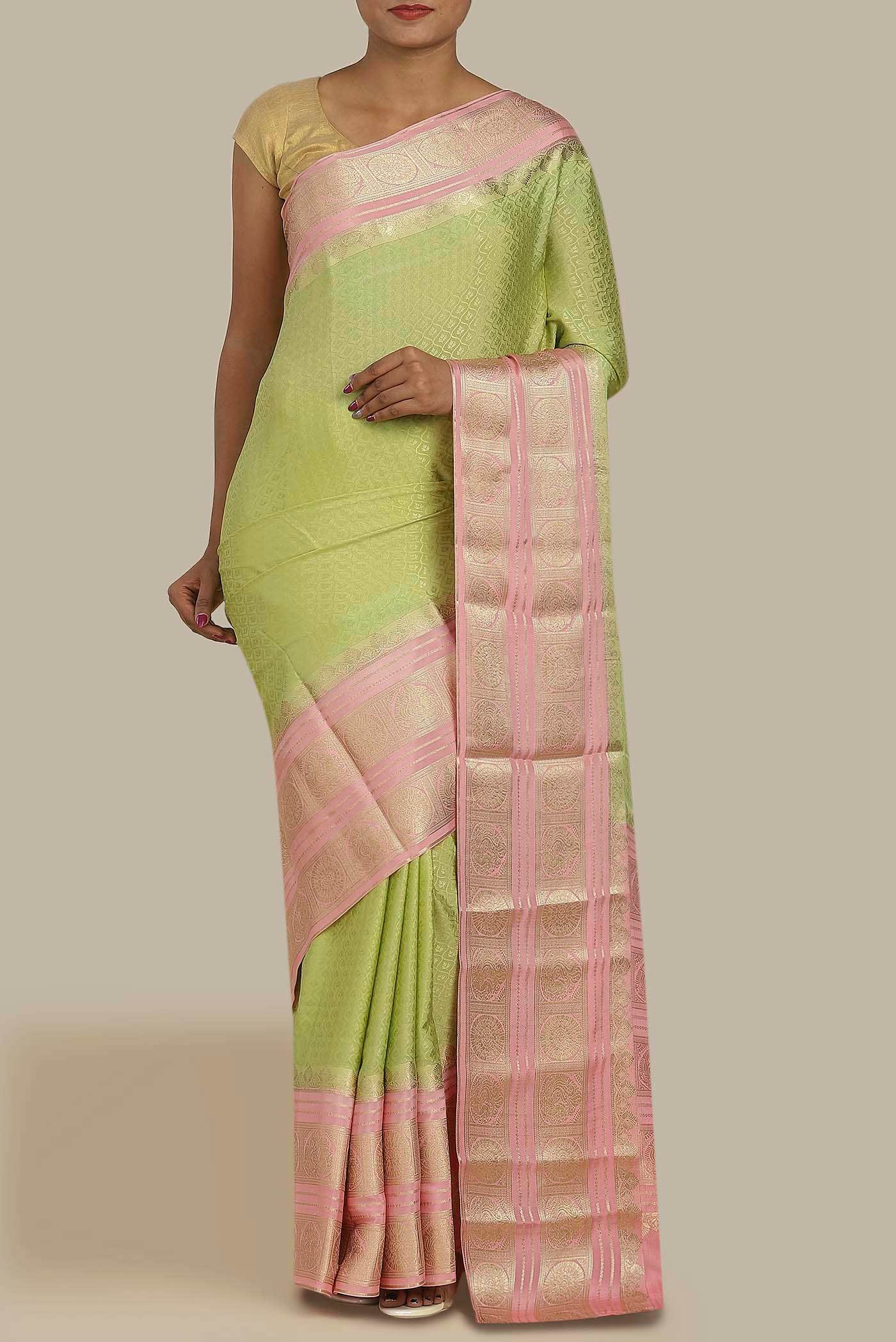 Pista Green Mysore Crepe Saree