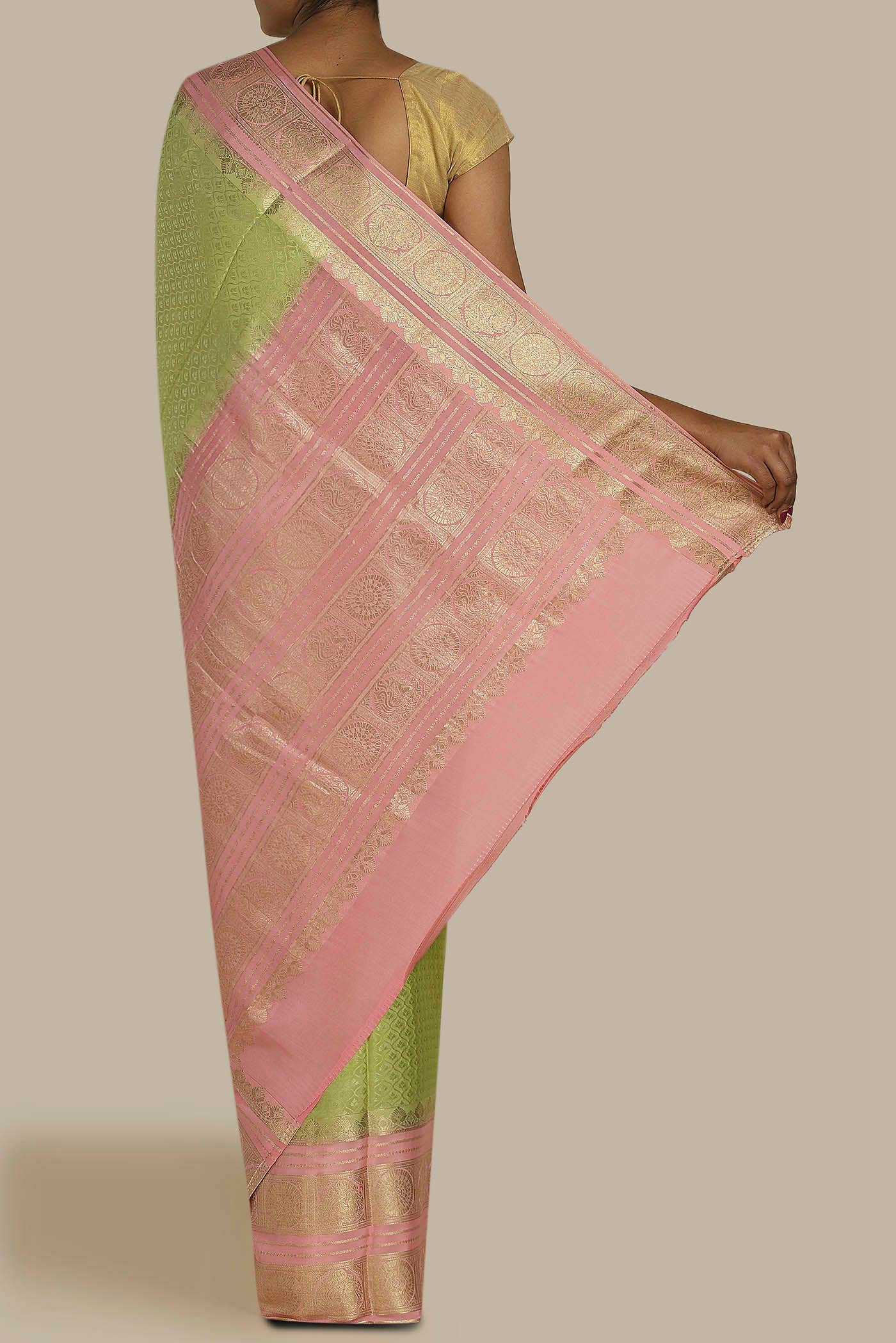 Pista Green Mysore Crepe Saree