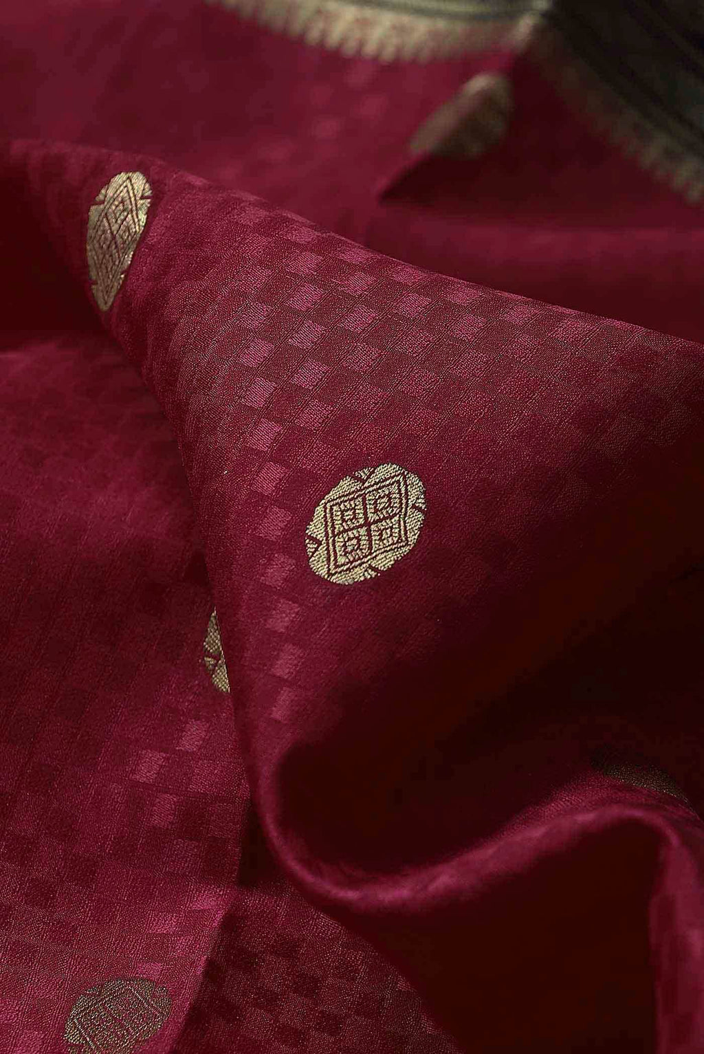 Maroon Mysore Crepe Saree