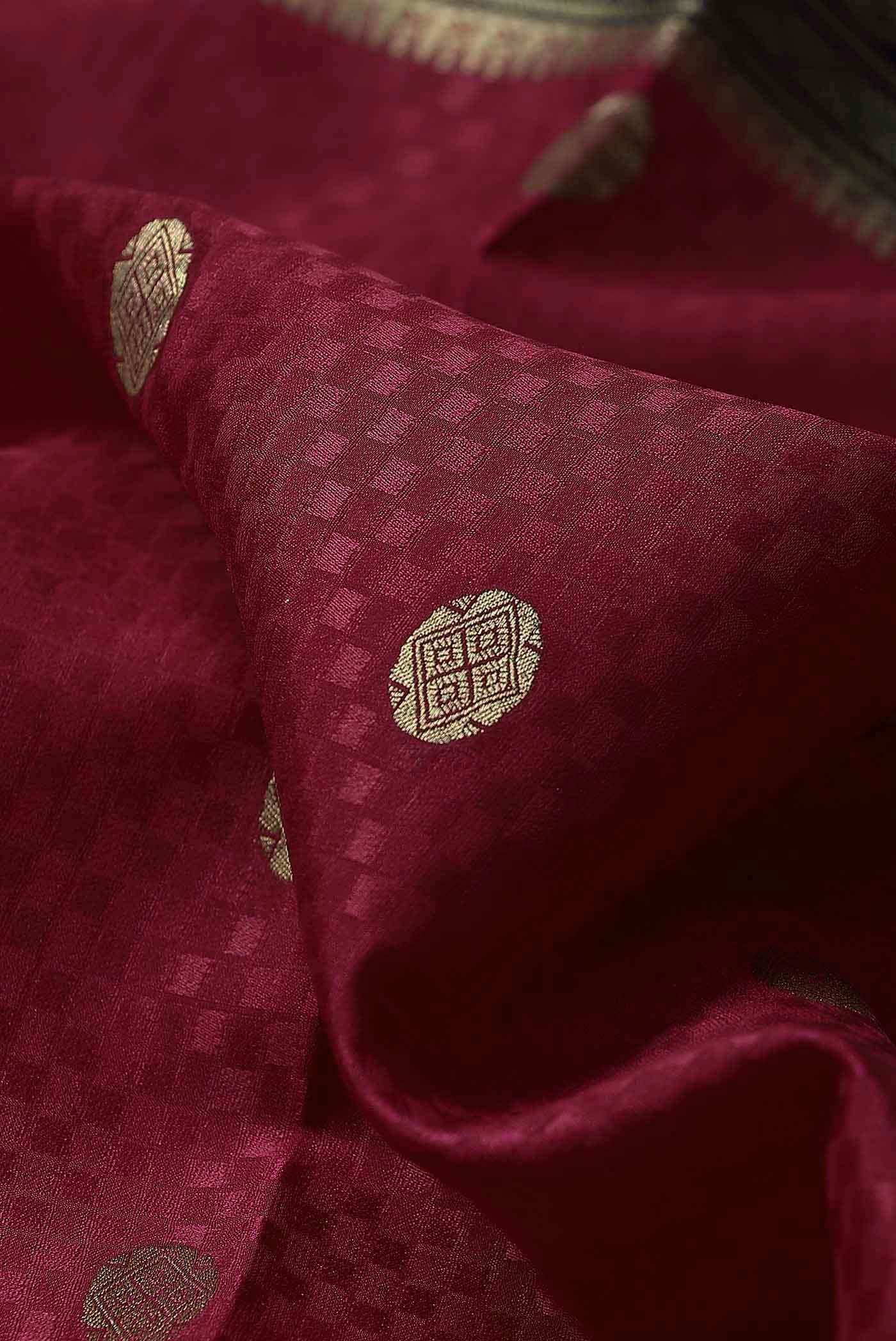 Maroon Mysore Crepe Saree