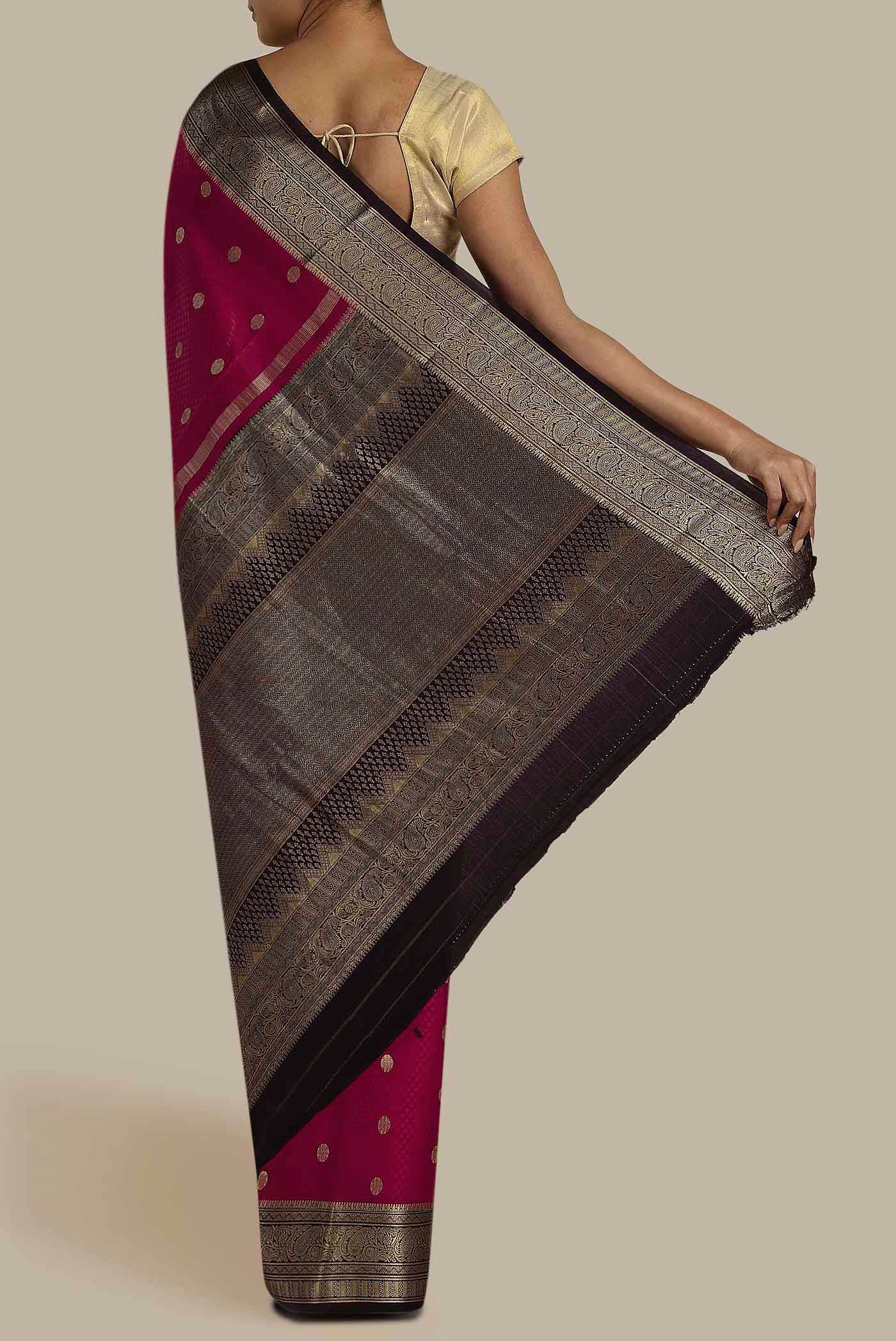 Maroon Mysore Crepe Saree