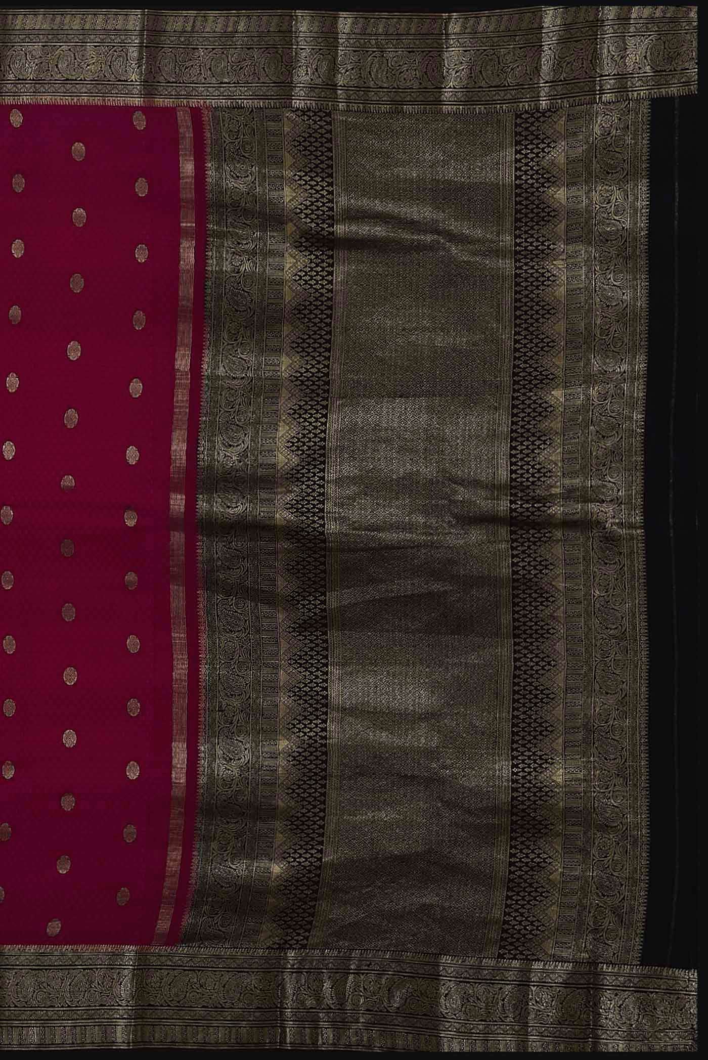 Maroon Mysore Crepe Saree