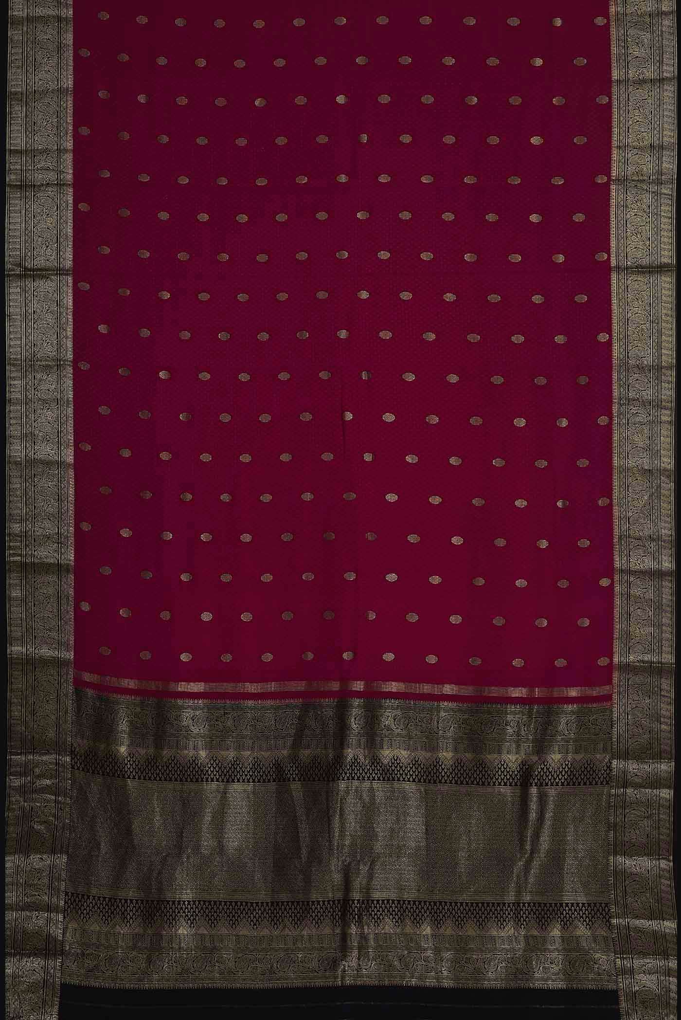Maroon Mysore Crepe Saree