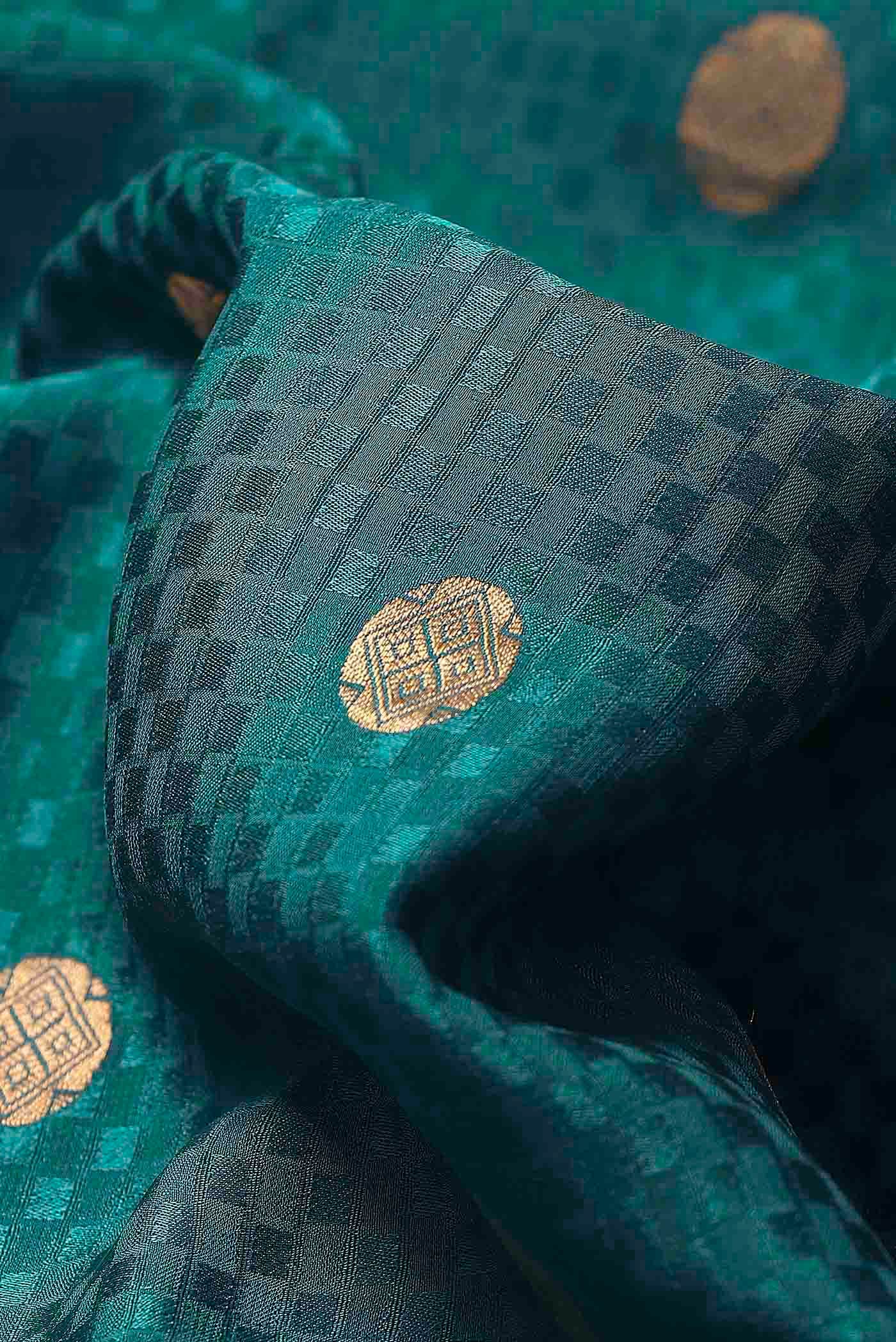 Blue Mysore Crepe Saree