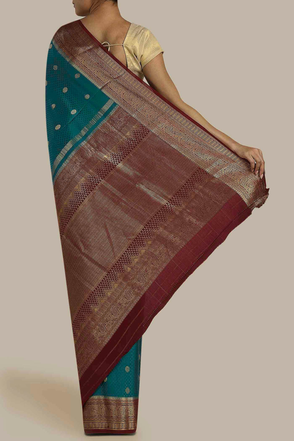 Blue Mysore Crepe Saree
