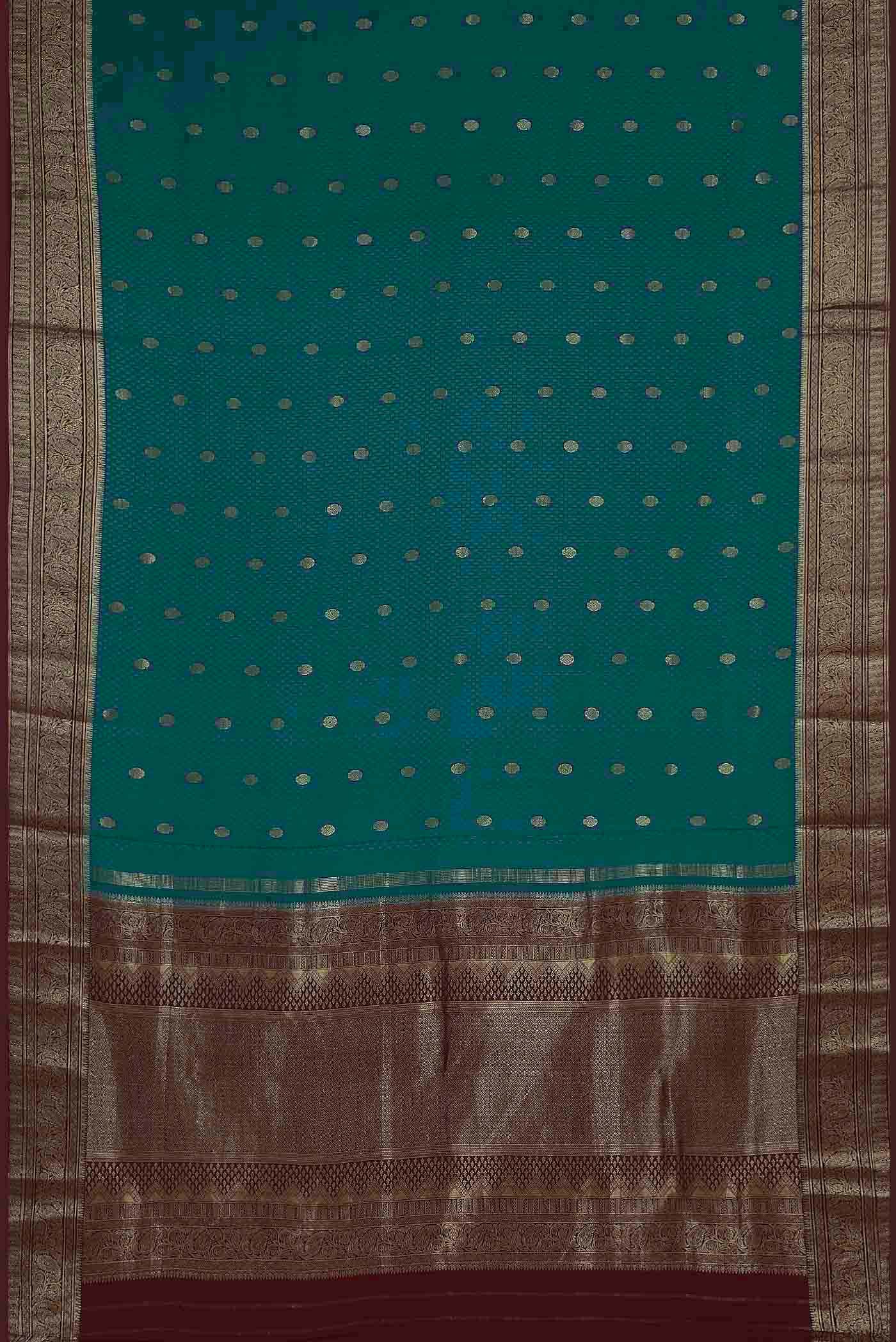 Blue Mysore Crepe Saree