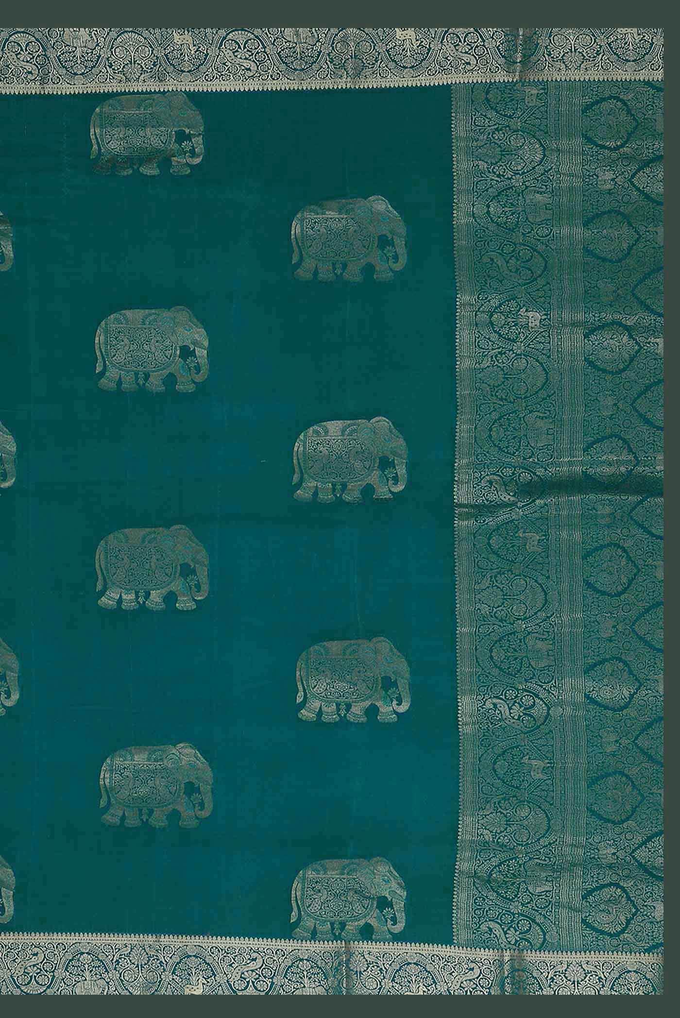 Blue Mysore Crepe Saree