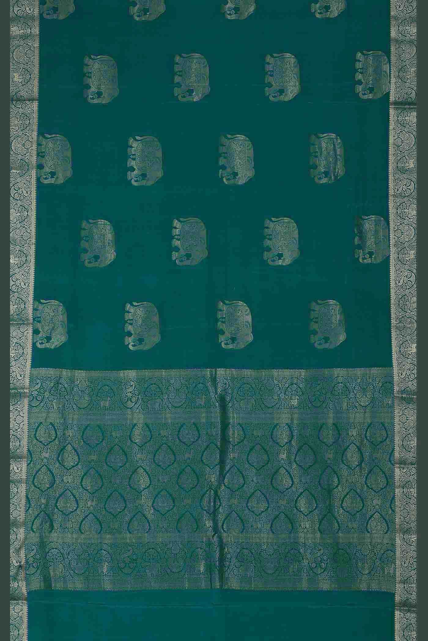 Blue Mysore Crepe Saree