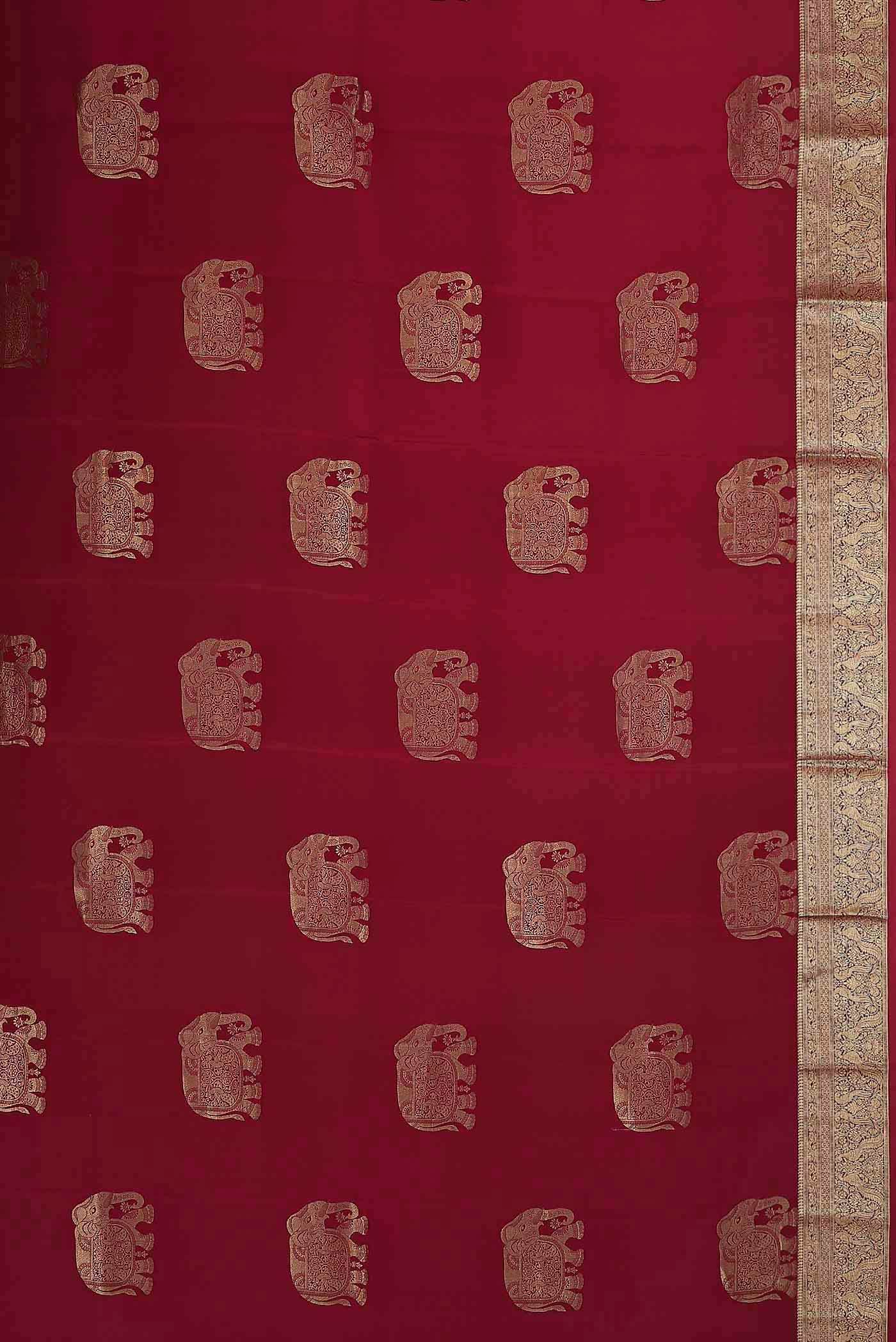 Maroon Mysore Crepe Saree