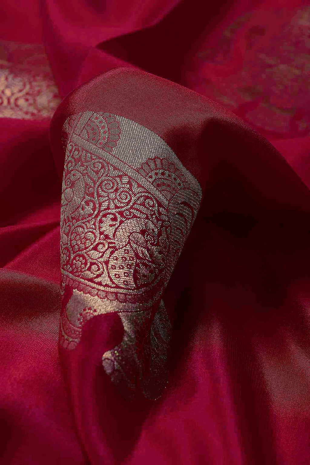 Maroon Mysore Crepe Saree