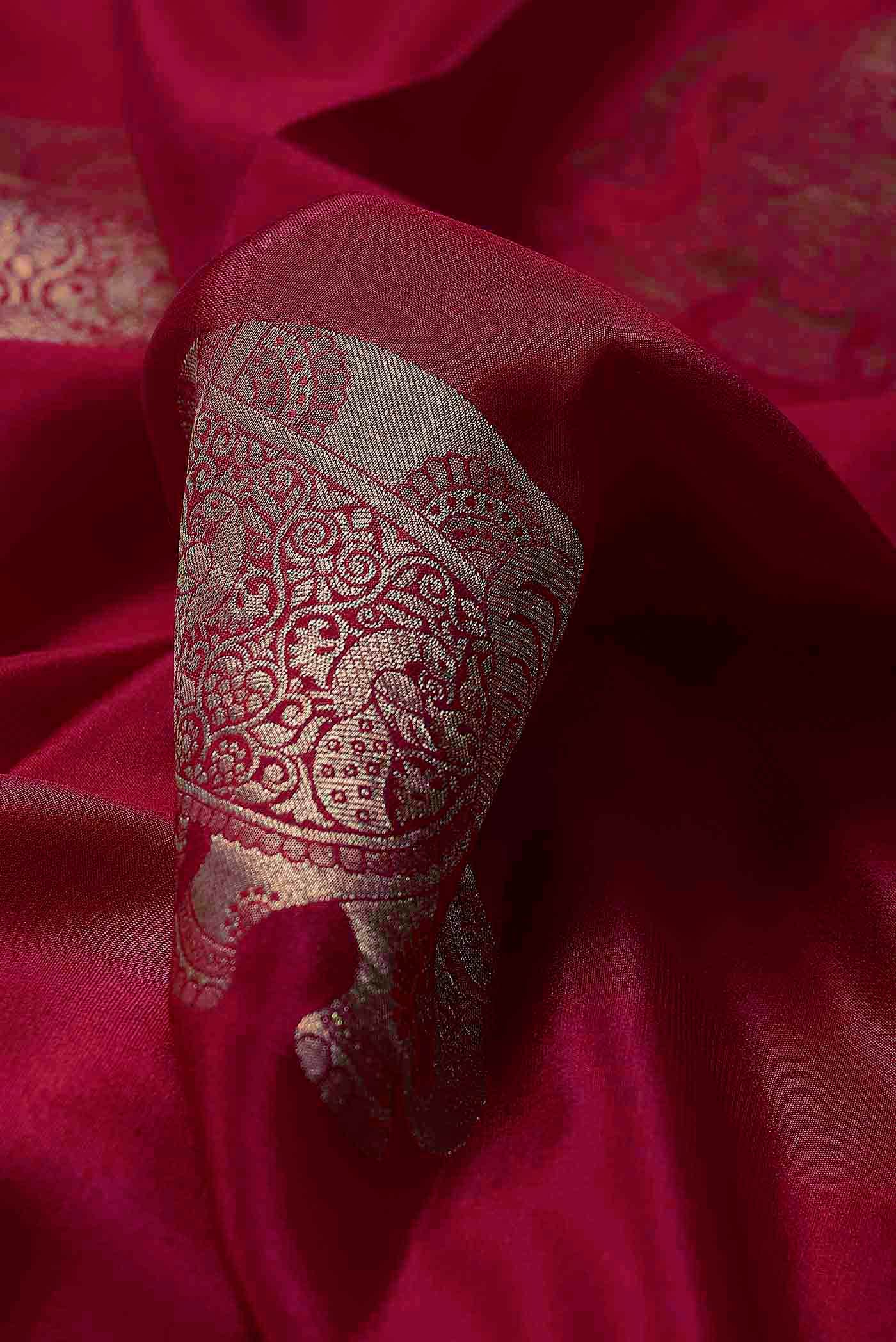 Maroon Mysore Crepe Saree