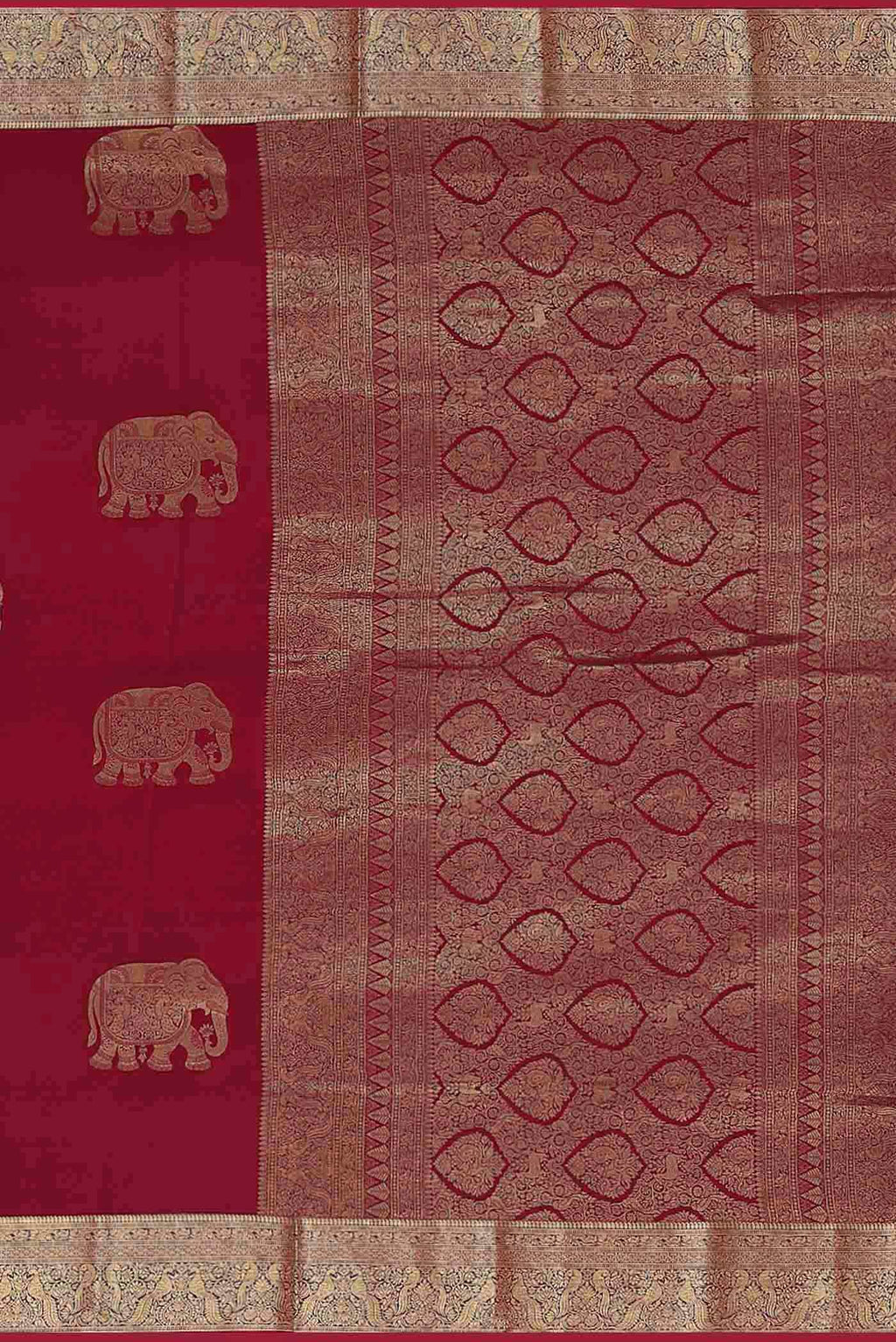 Maroon Mysore Crepe Saree