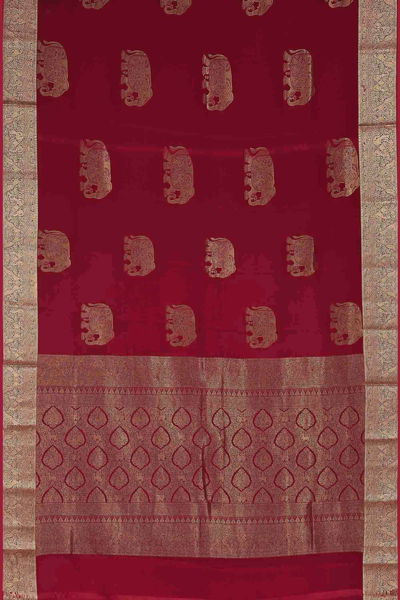 Maroon Mysore Crepe Saree