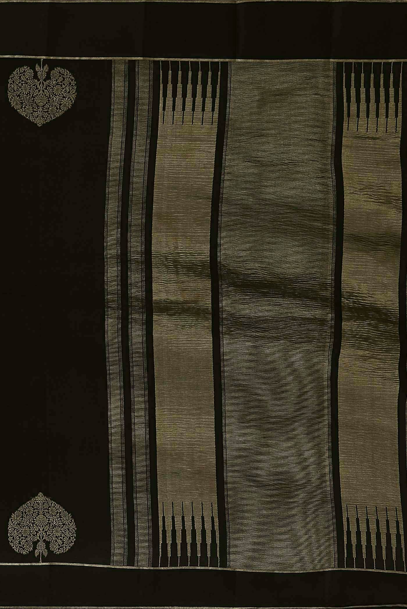 Black Mysore Crepe Saree