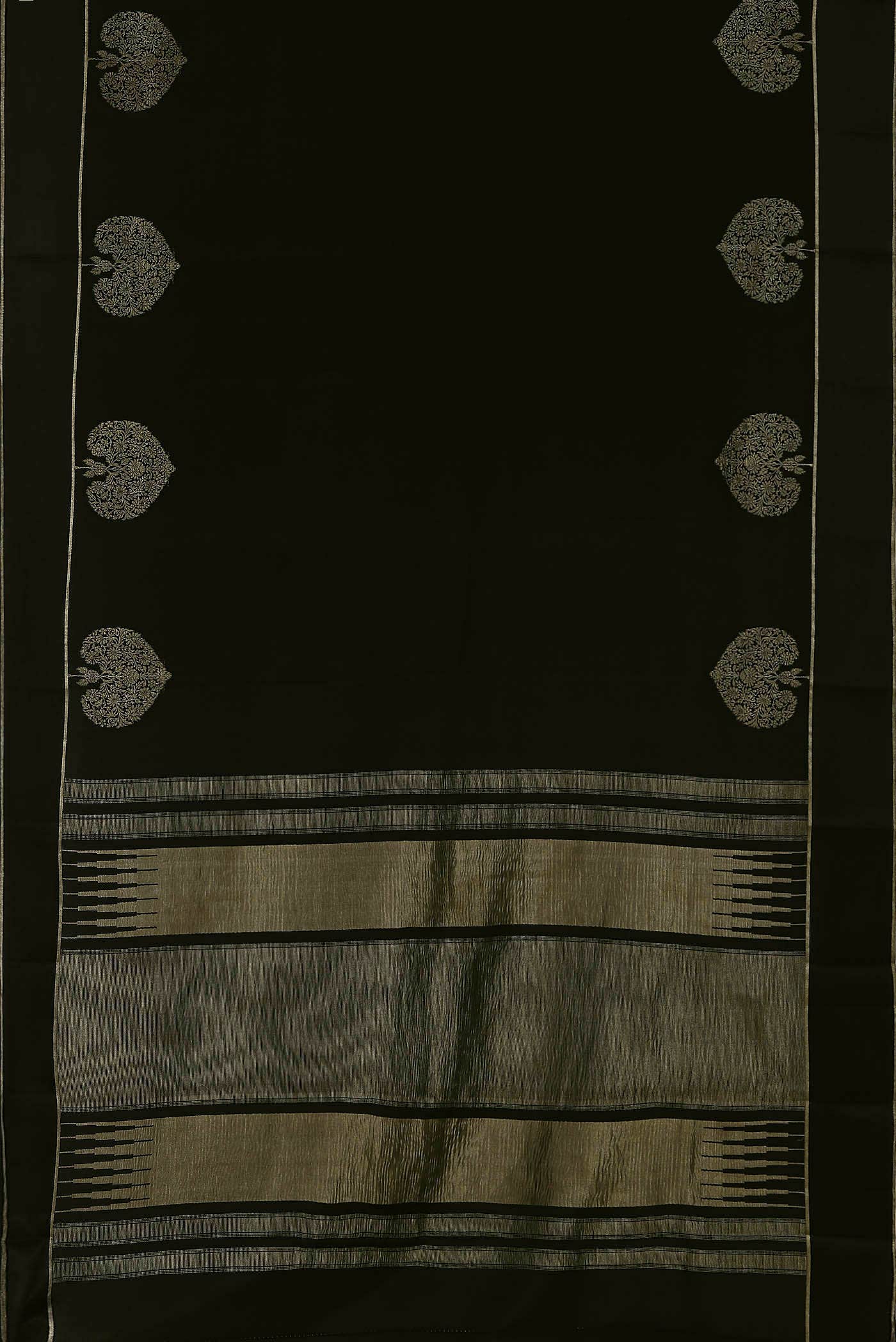 Black Mysore Crepe Saree