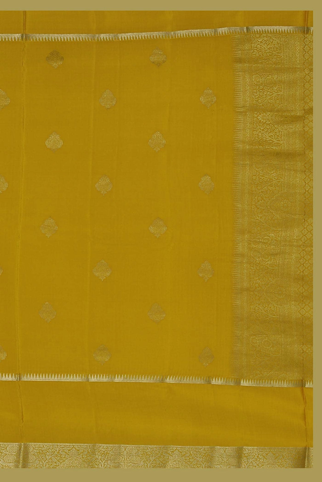 Yellow Mysore Crepe Saree