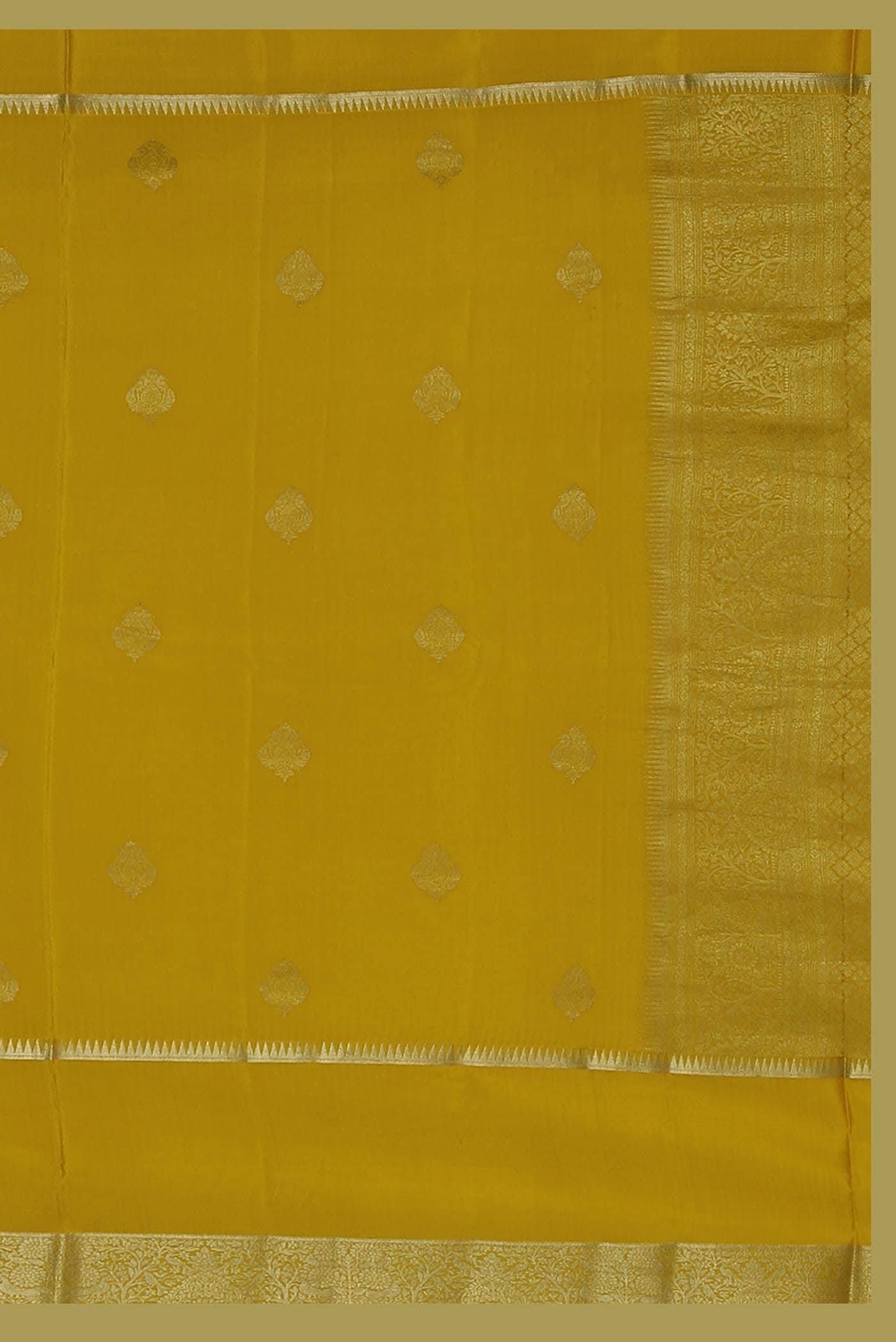 Yellow Mysore Crepe Saree