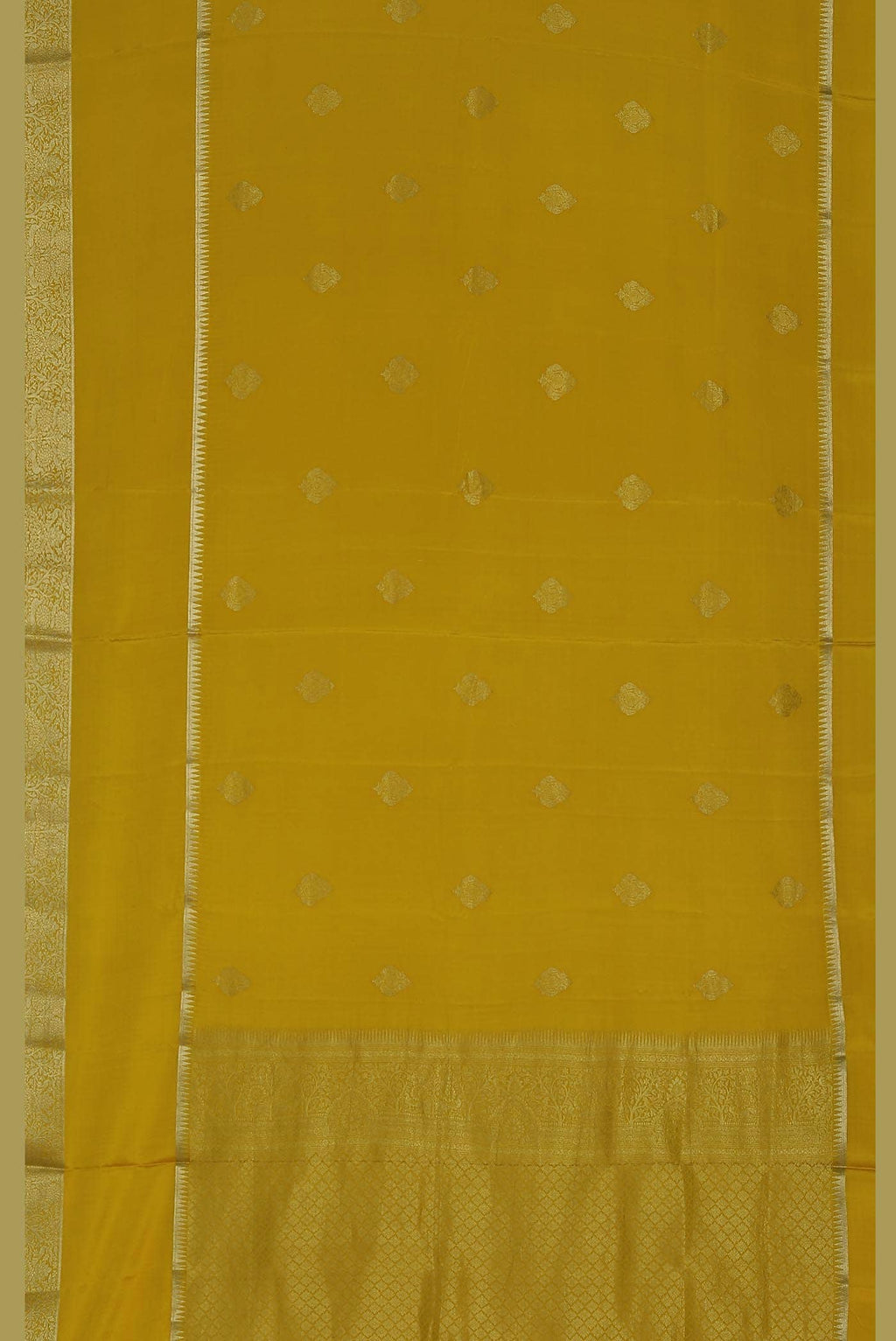Yellow Mysore Crepe Saree