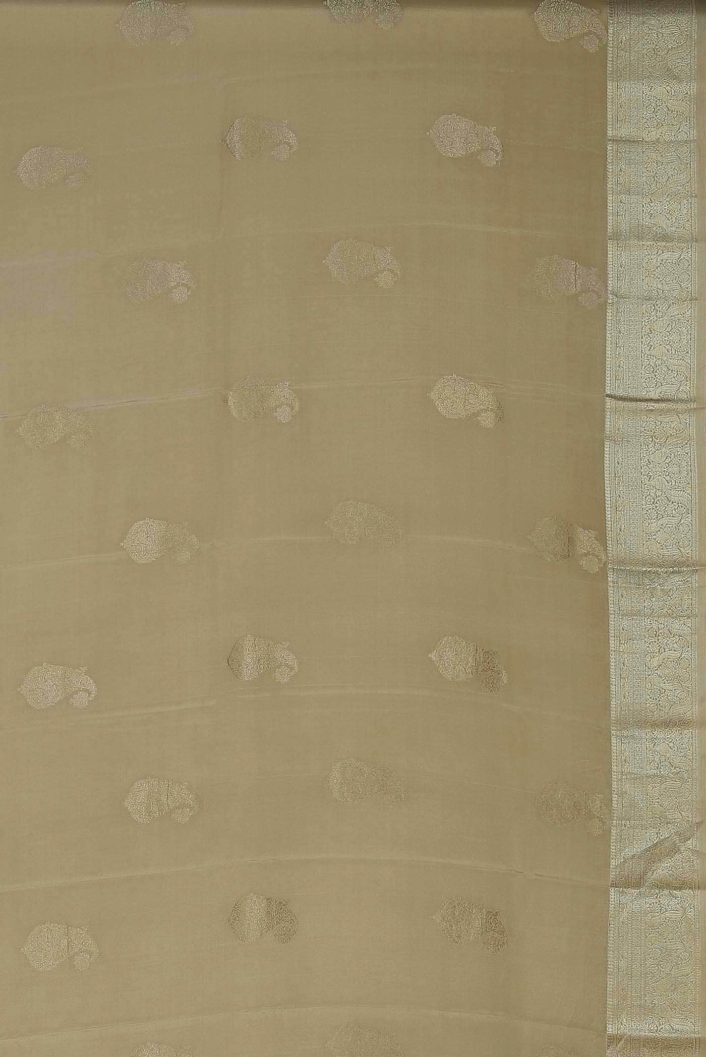 Beige Mysore Crepe Saree