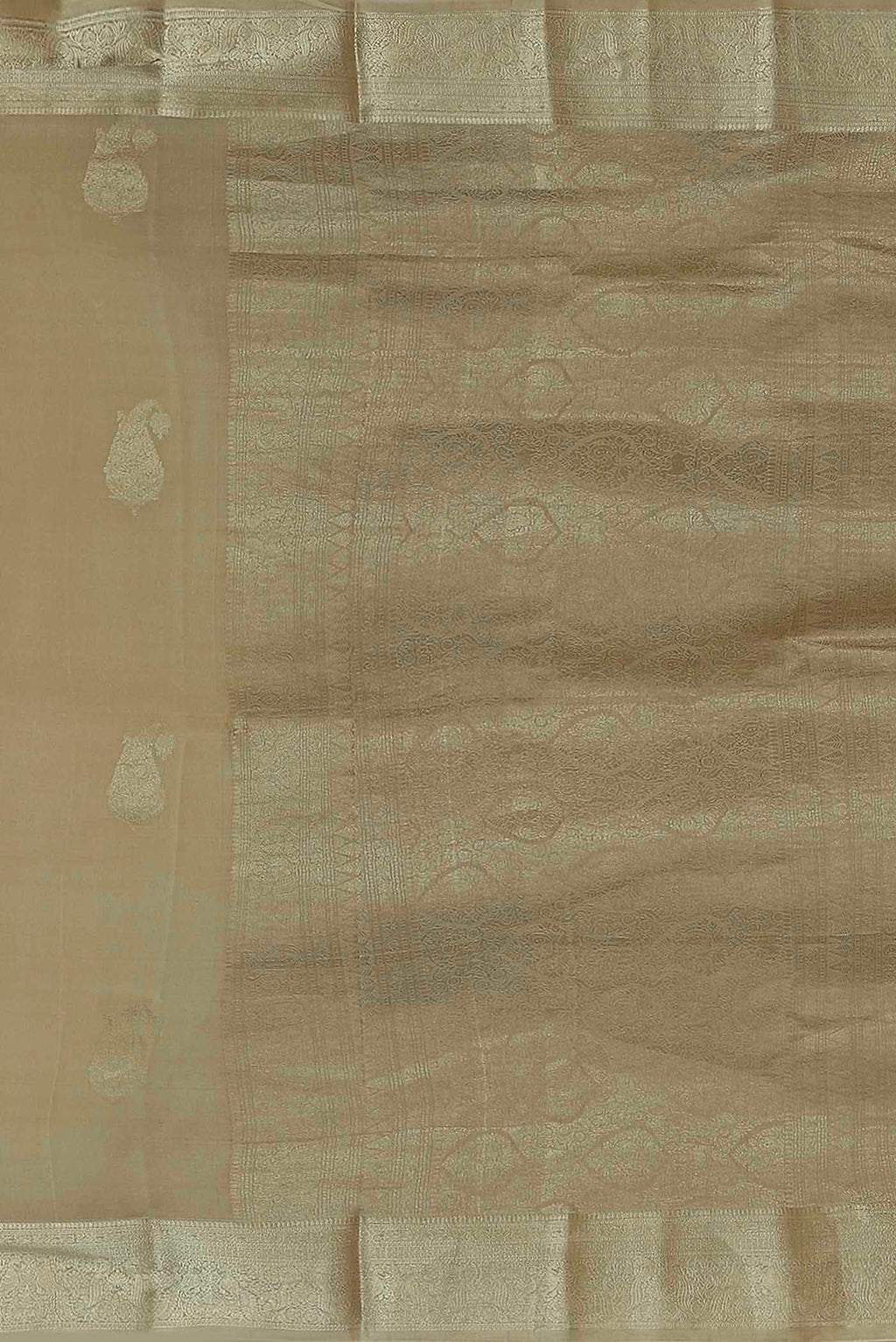 Beige Mysore Crepe Saree