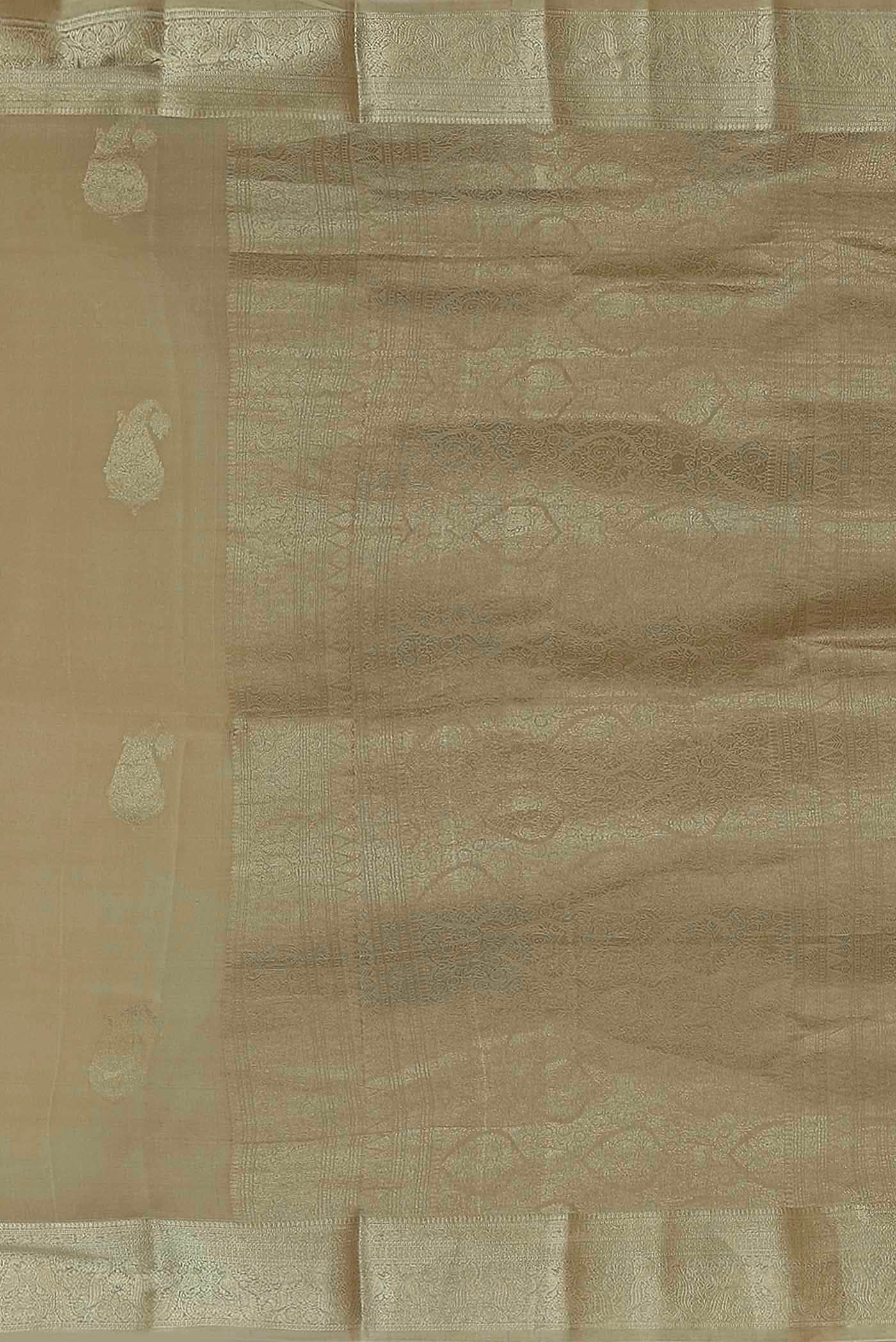 Beige Mysore Crepe Saree