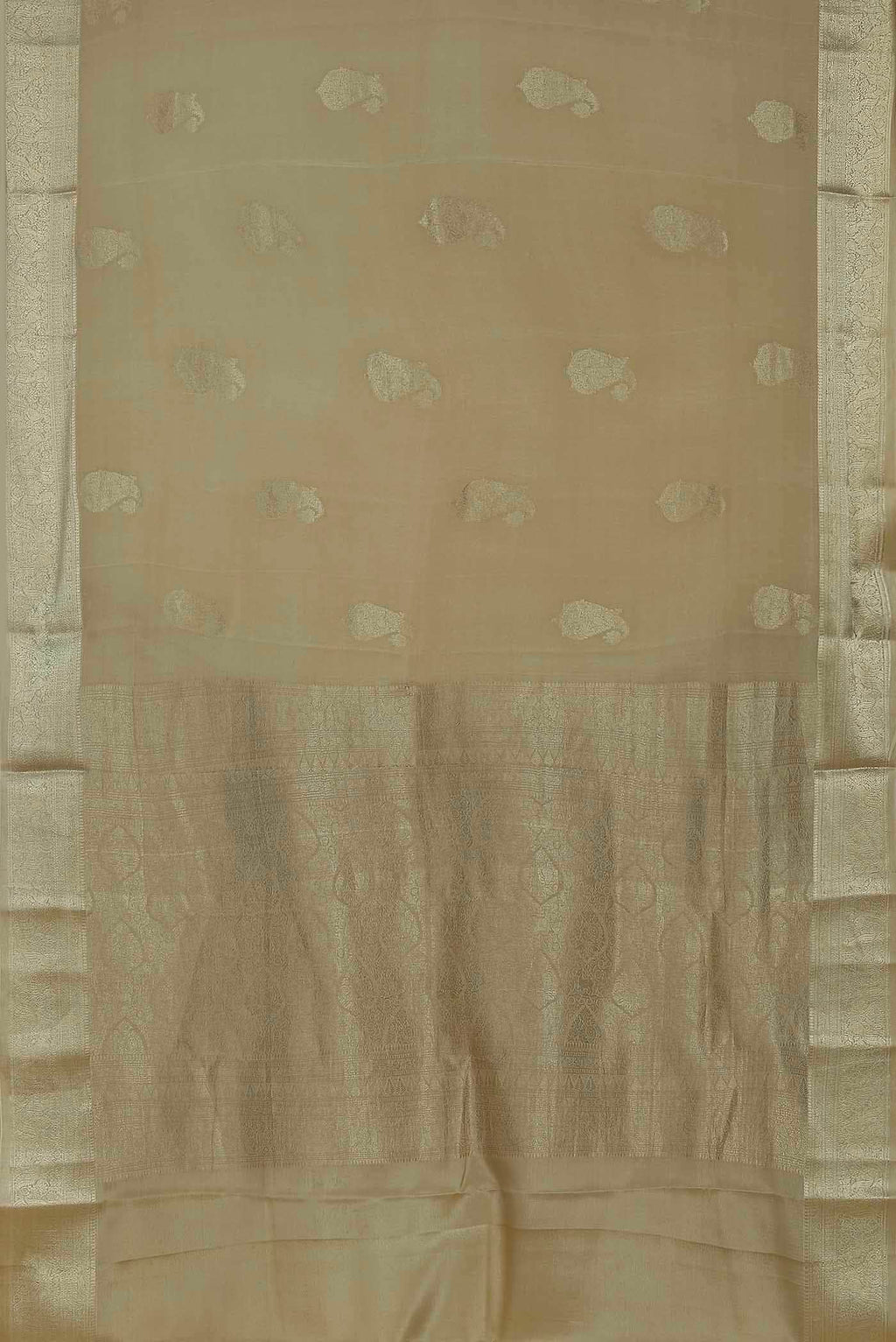 Beige Mysore Crepe Saree