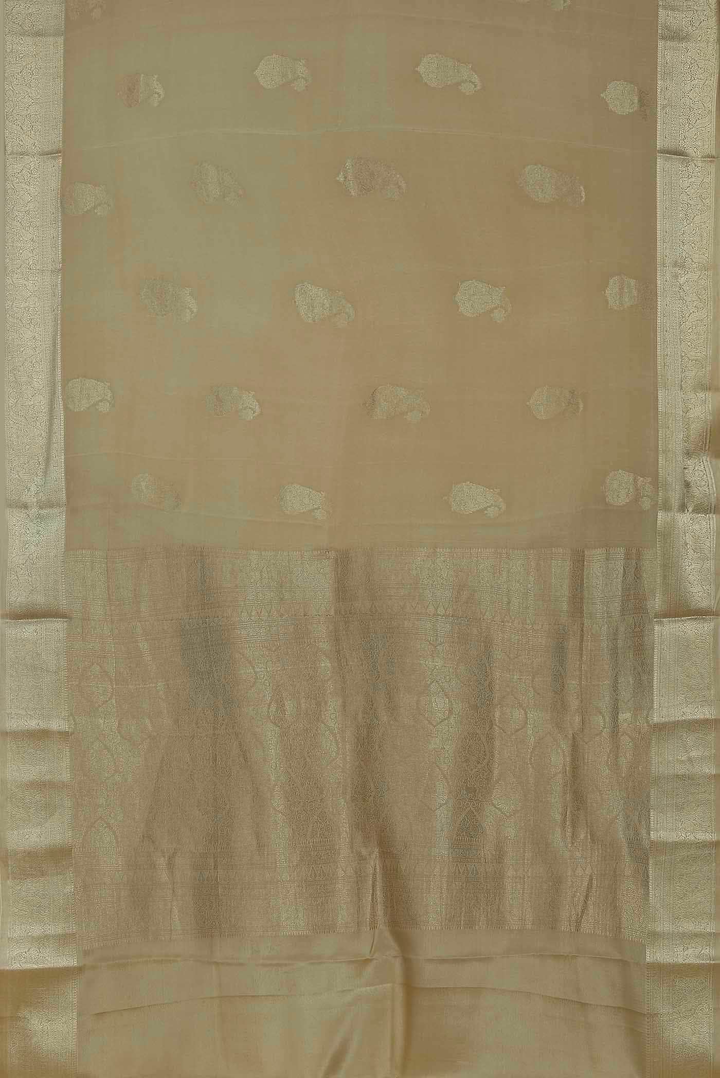 Beige Mysore Crepe Saree