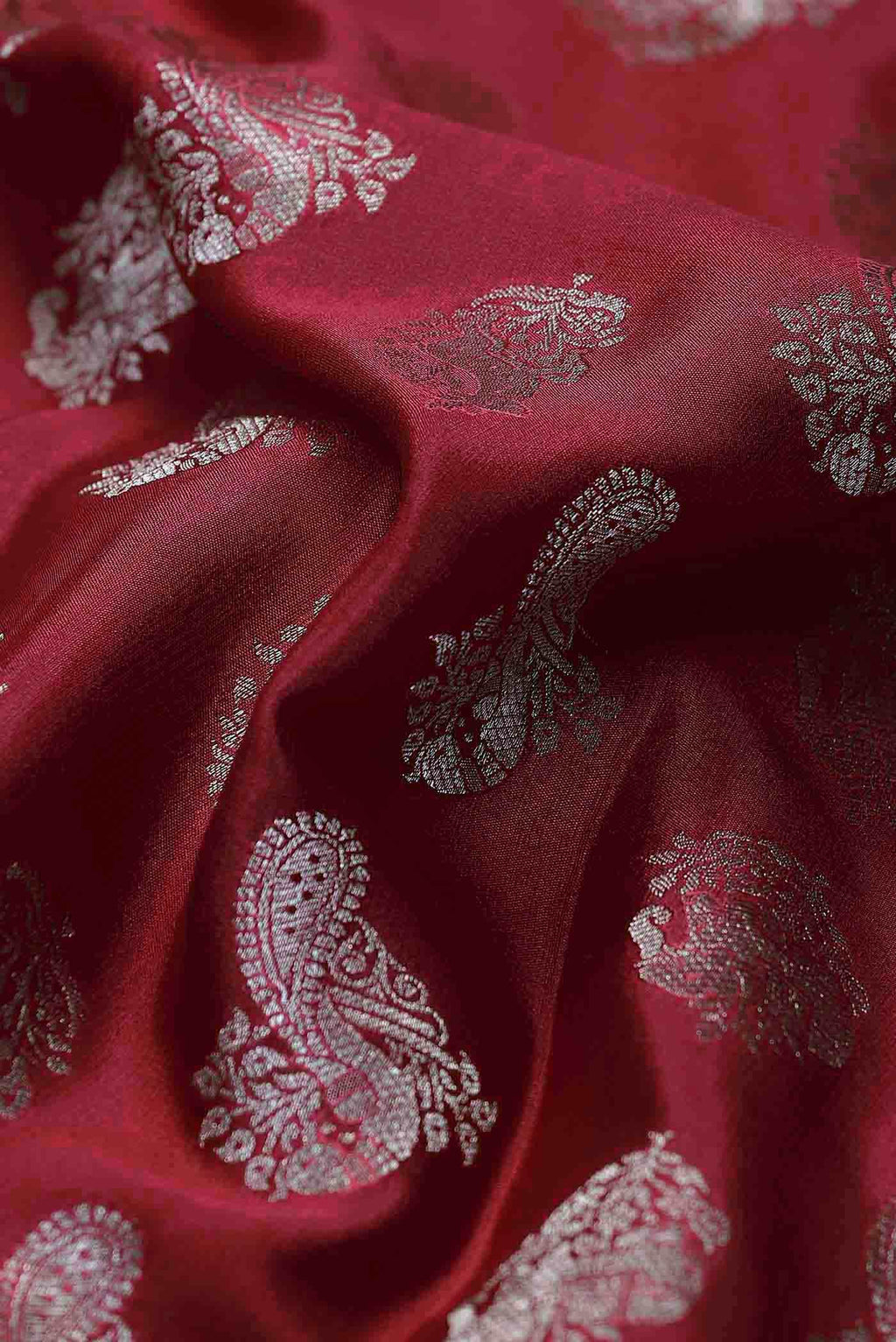 Red Mysore Crepe Saree