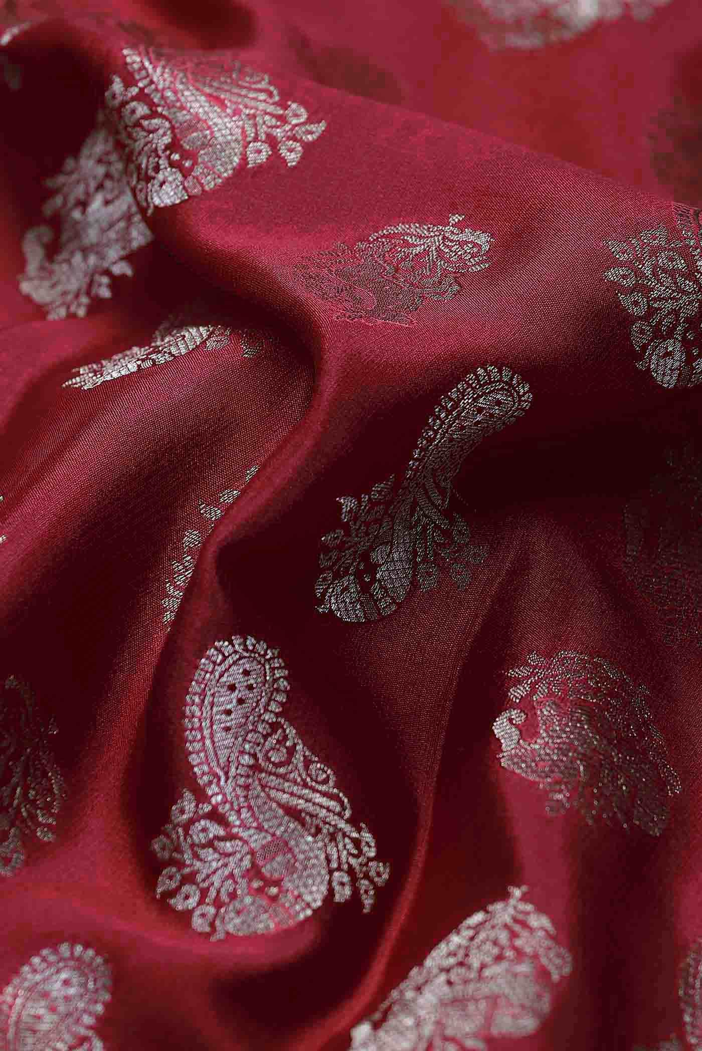 Red Mysore Crepe Saree