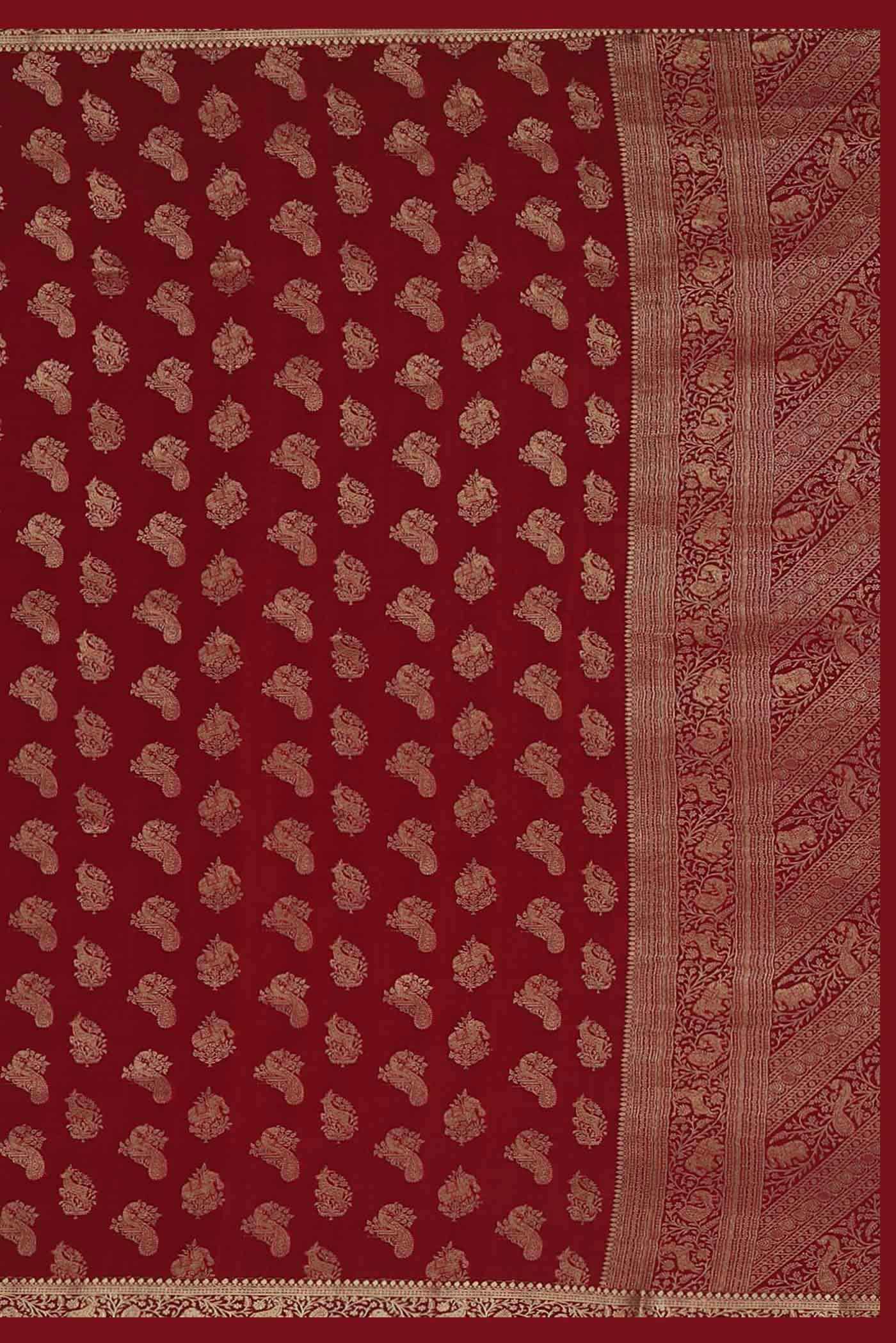 Red Mysore Crepe Saree