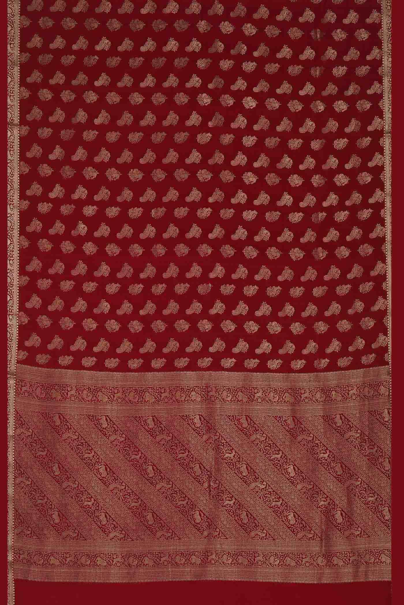 Red Mysore Crepe Saree