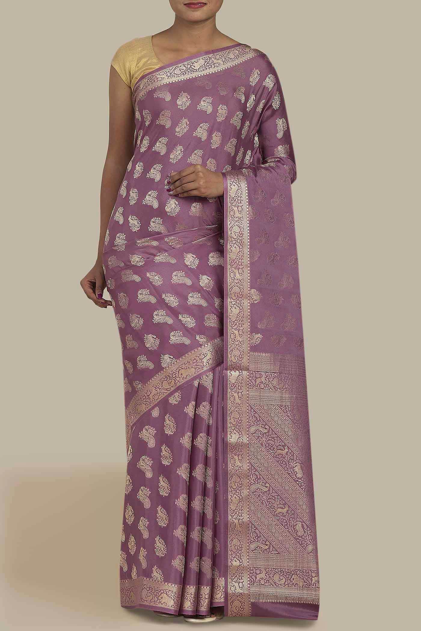 Lavender Mysore Crepe Saree
