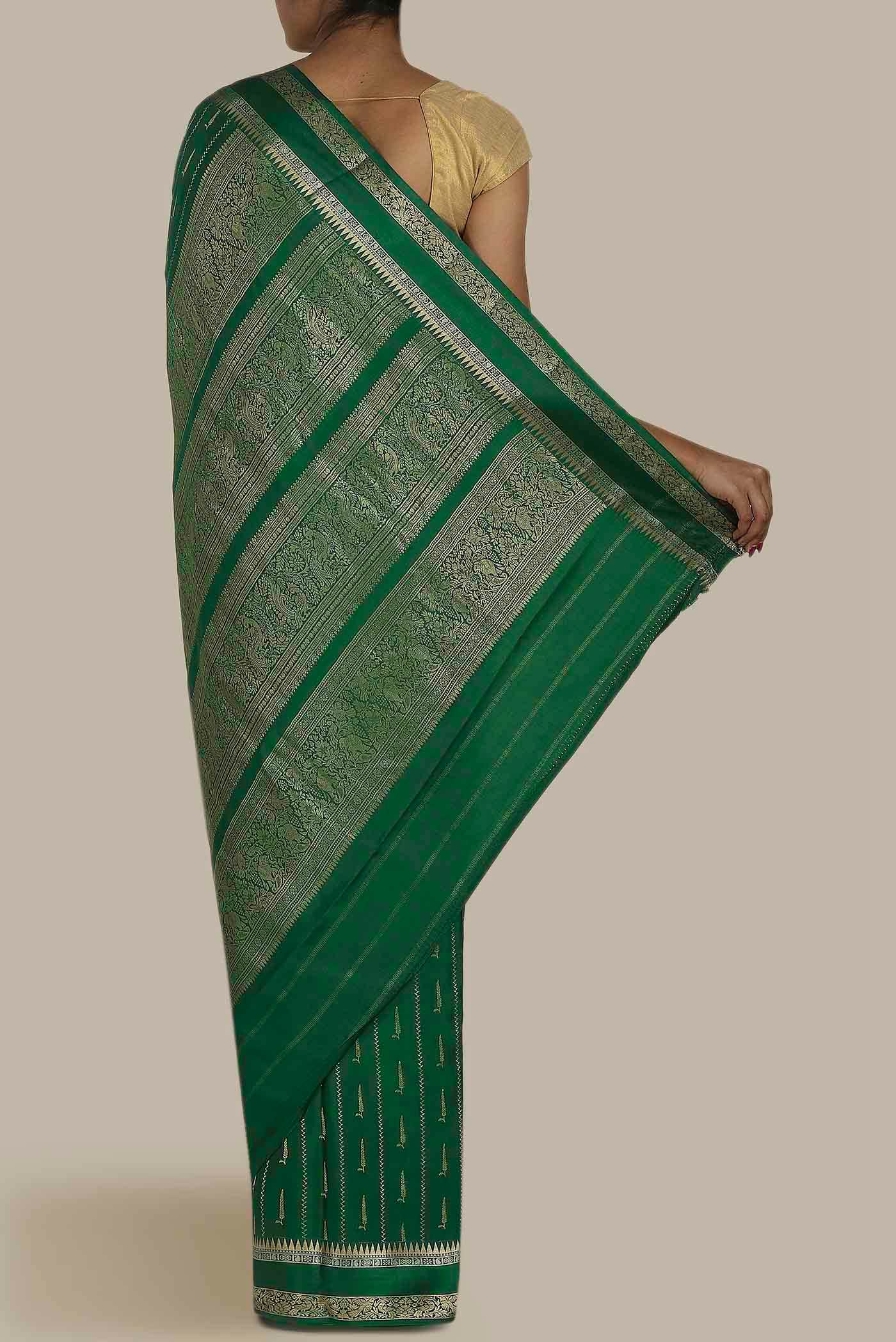 Green Mysore Crepe Saree