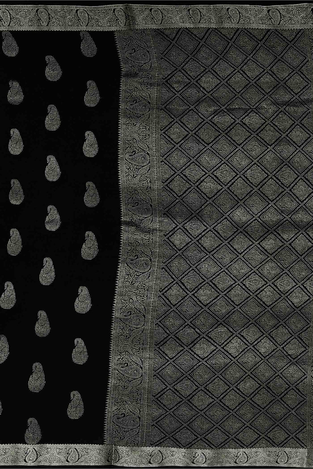 Black Mysore Crepe Saree