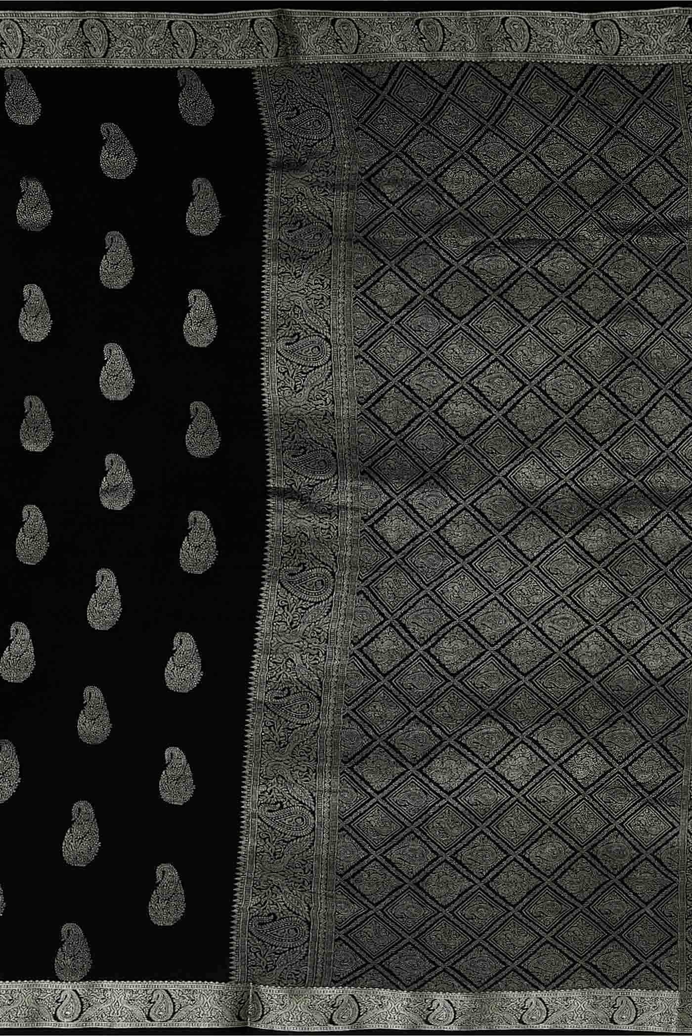 Black Mysore Crepe Saree