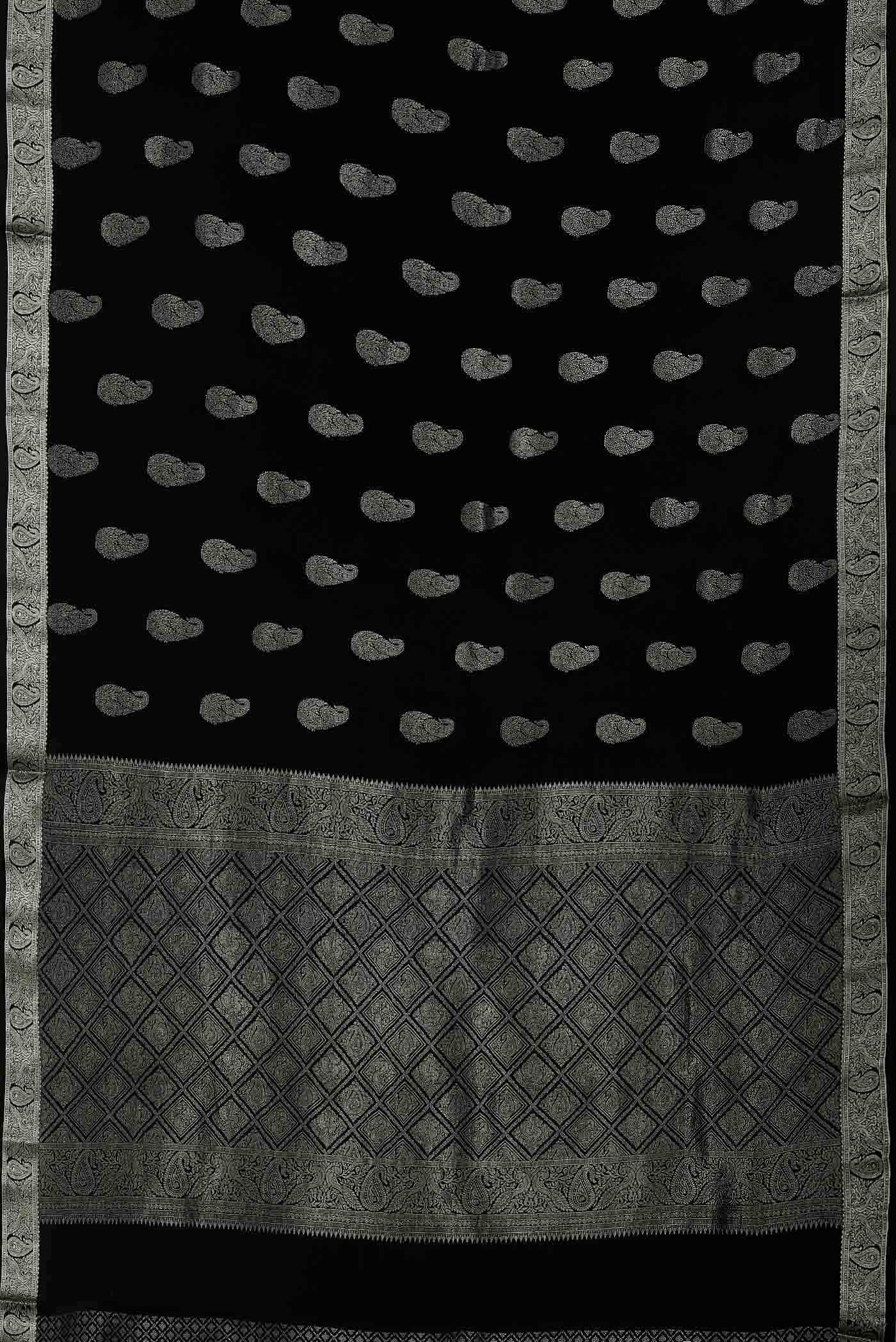 Black Mysore Crepe Saree