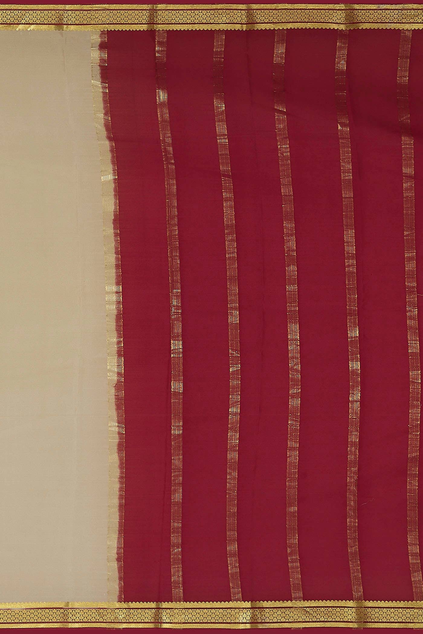 Cream Mysore Crepe Saree