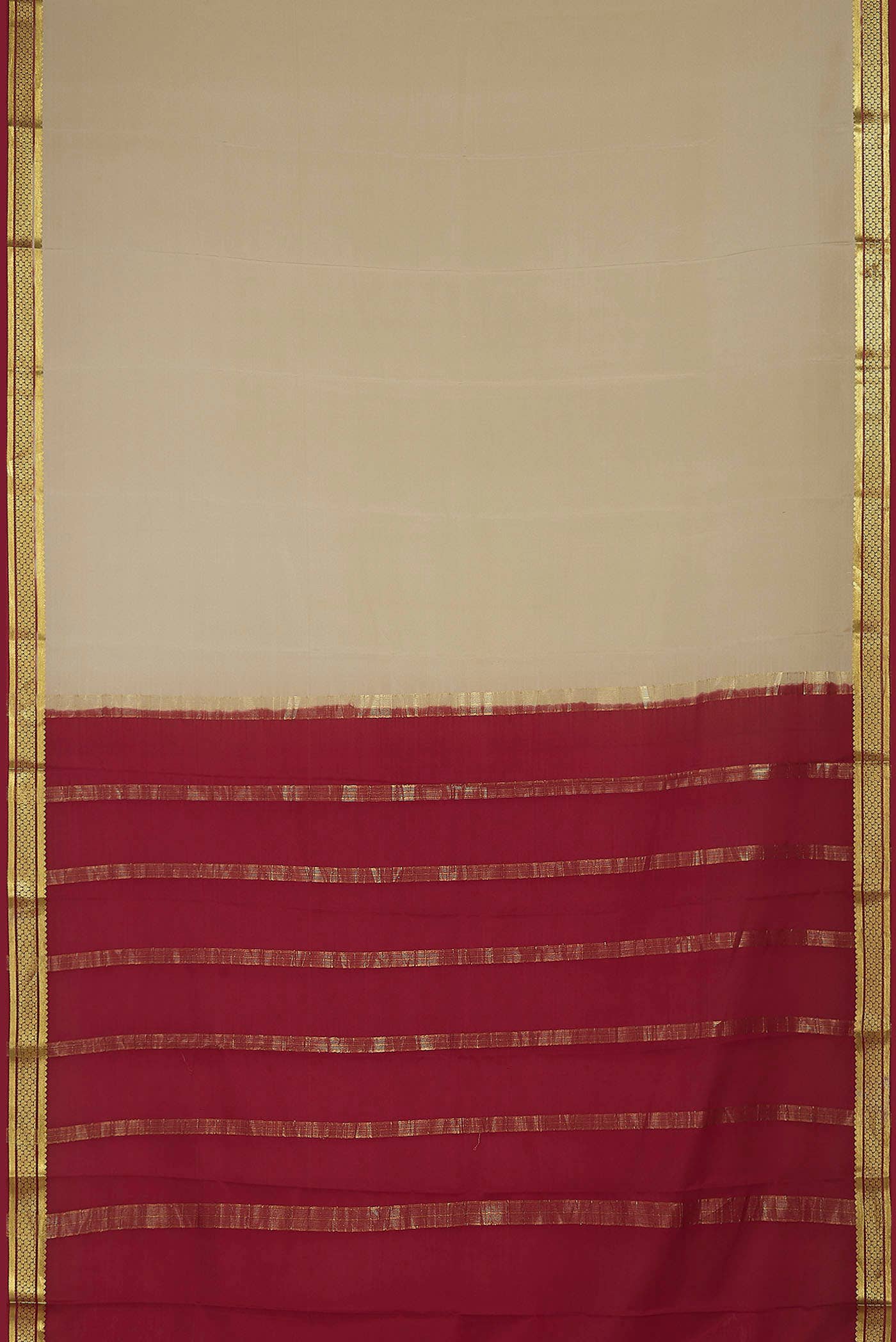 Cream Mysore Crepe Saree
