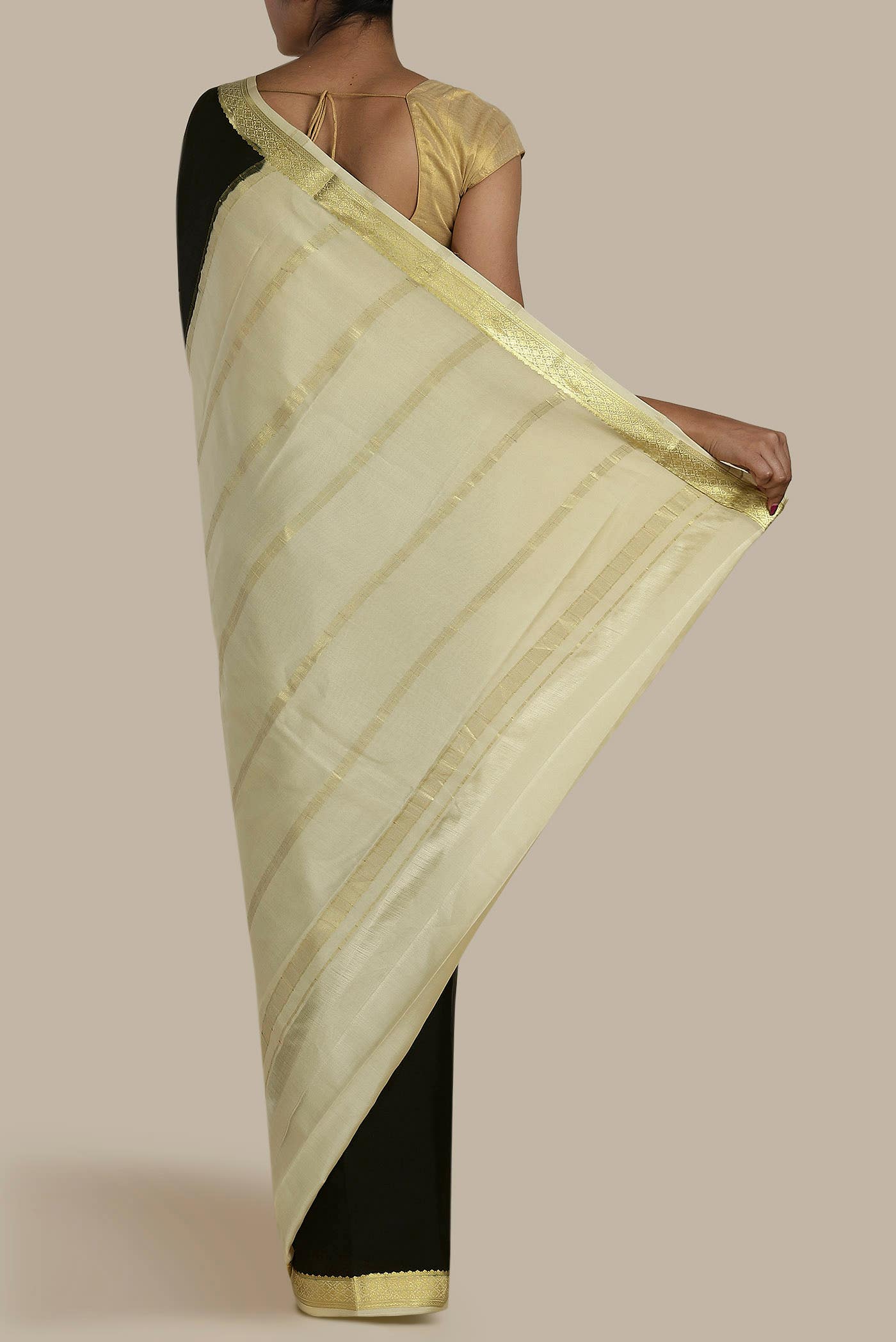 Black Mysore Crepe Saree